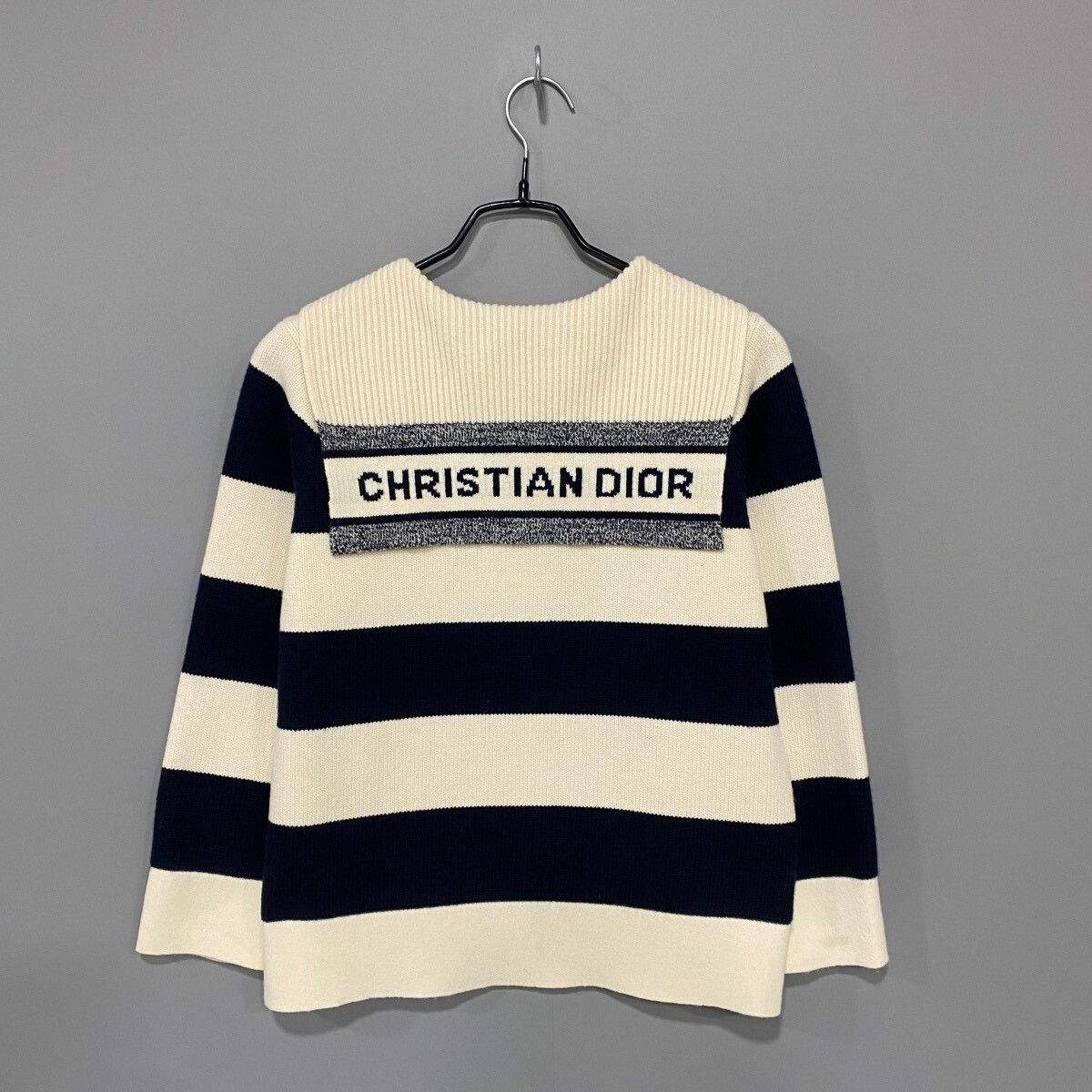 Dior Dior Navy Collar Striped Wool Sweater Size S / US 4 / IT 40 - 1 Thumbnail