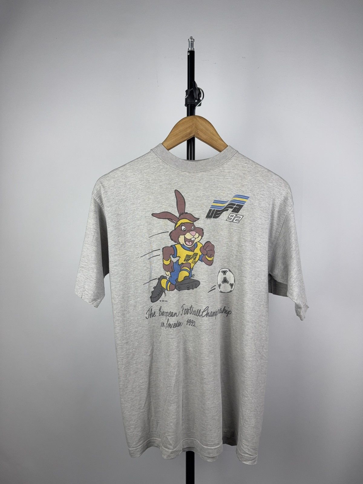 UEFA × Vintage Rare UEFA 1992 Sweden Euro Mascot Football Tee Vintage Size US S / EU 44-46 / 1 - 1 Thumbnail