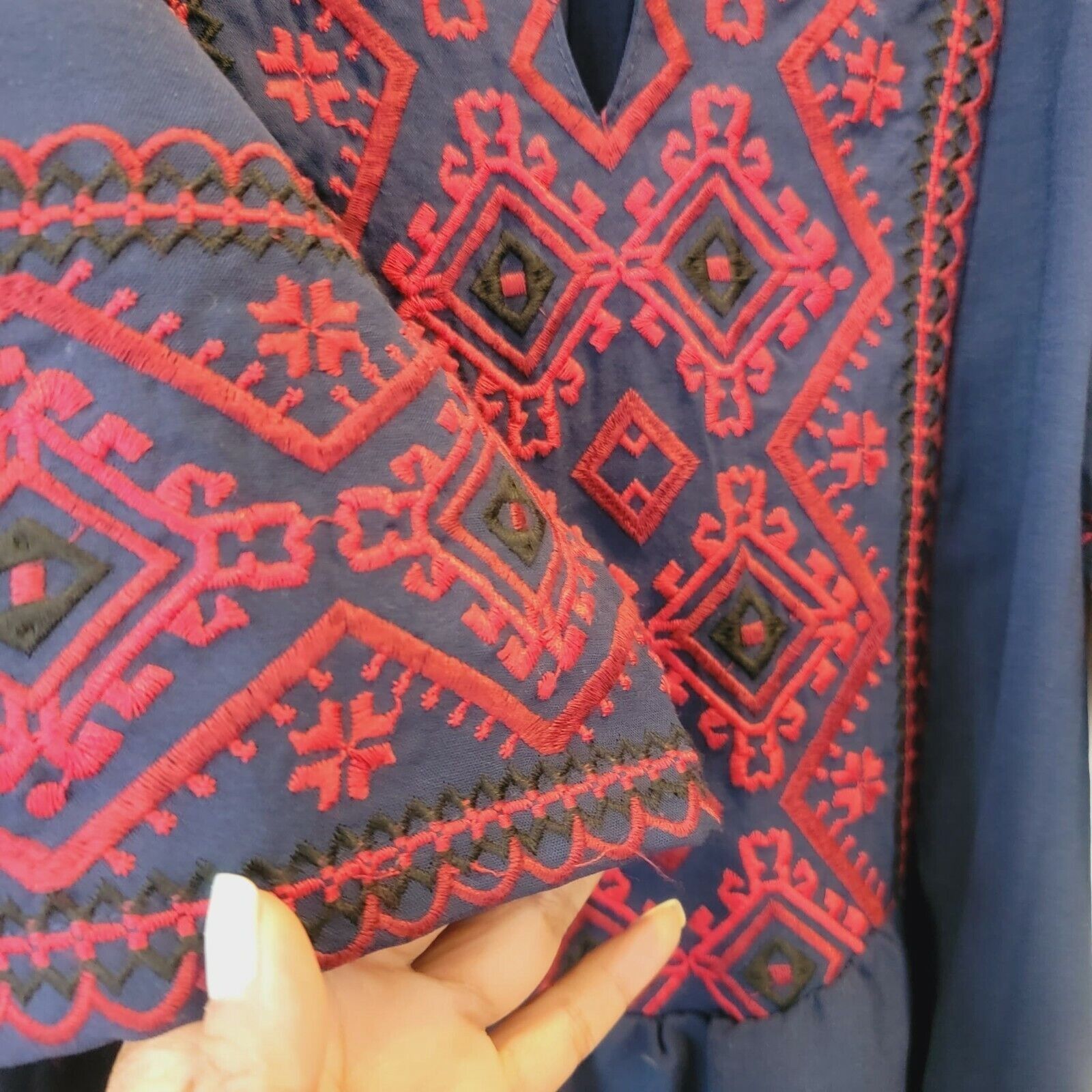 Other ⭐Womens Navy Blue Embroidered Tunic Top Sz S Beach Boho Red Size S / US 4 / IT 40 - 6 Thumbnail