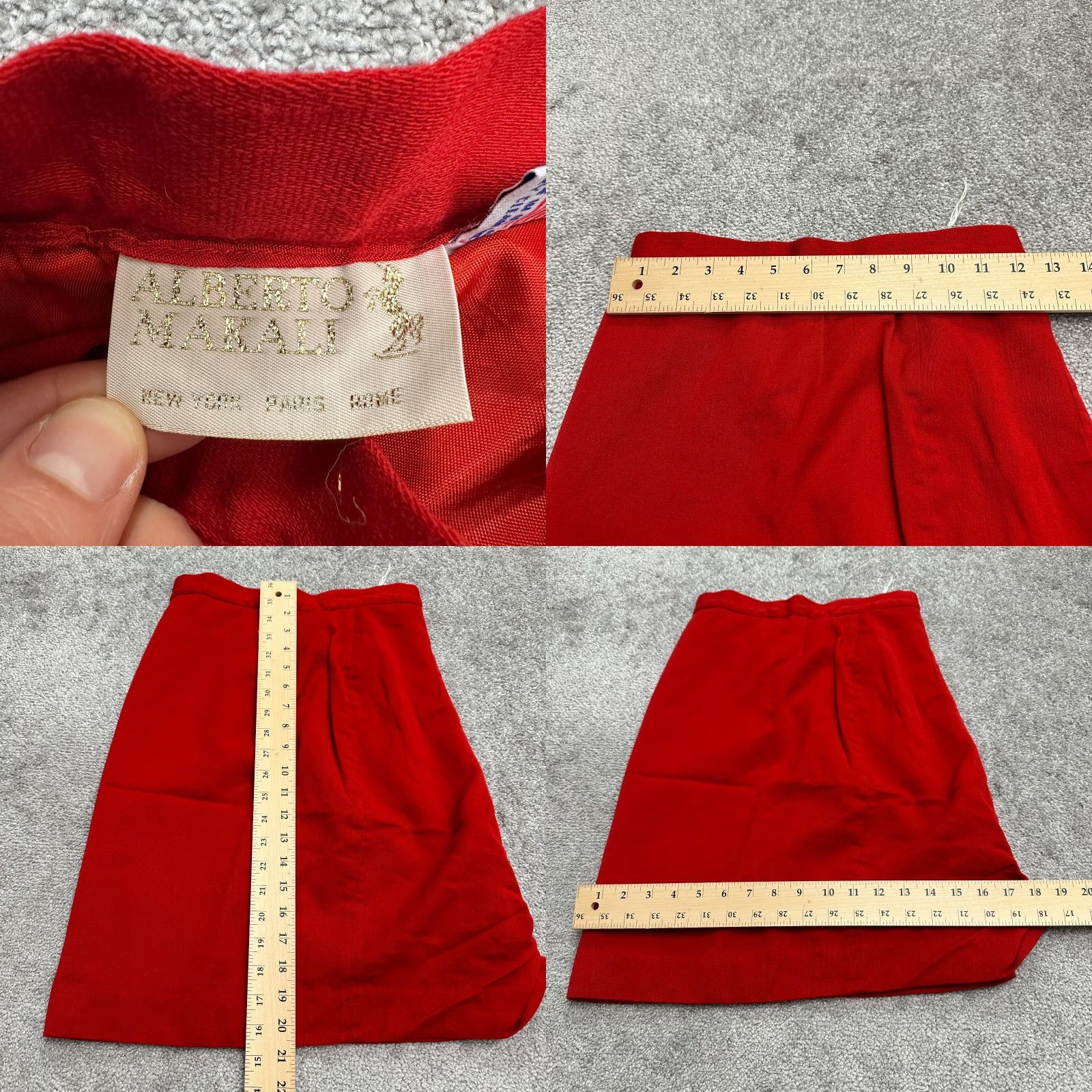 Vintage VINTAGE Alberto Makali Wool A-Line Midi Skirt Women 10 Red Lined Office 24x20.5 90s Womens Skirt Size 32" / US 10 / IT 46 - 8 Thumbnail