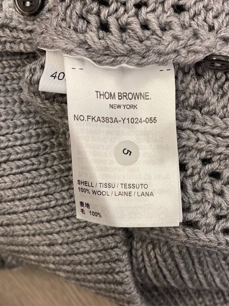 Thom Browne Thom browne Gray four-striped knitted mesh jacquart round-n Size US XXS / EU 40 - 6 Thumbnail