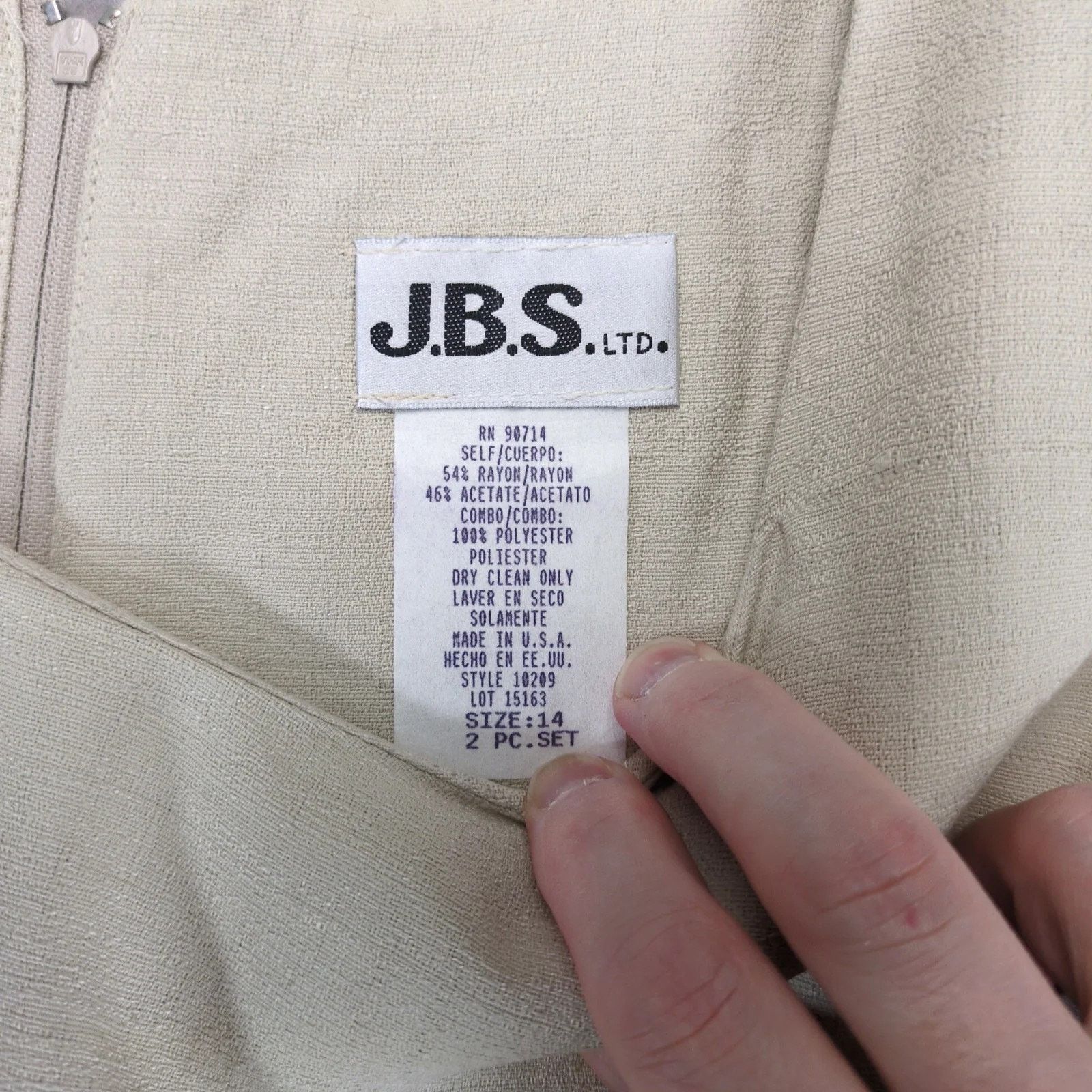 Vintage JBS Ltd Beige Sleeveless A-Line Maxi Dress Sz 14 Made USA Size XL / US 12-14 / IT 48-50 - 3 Thumbnail