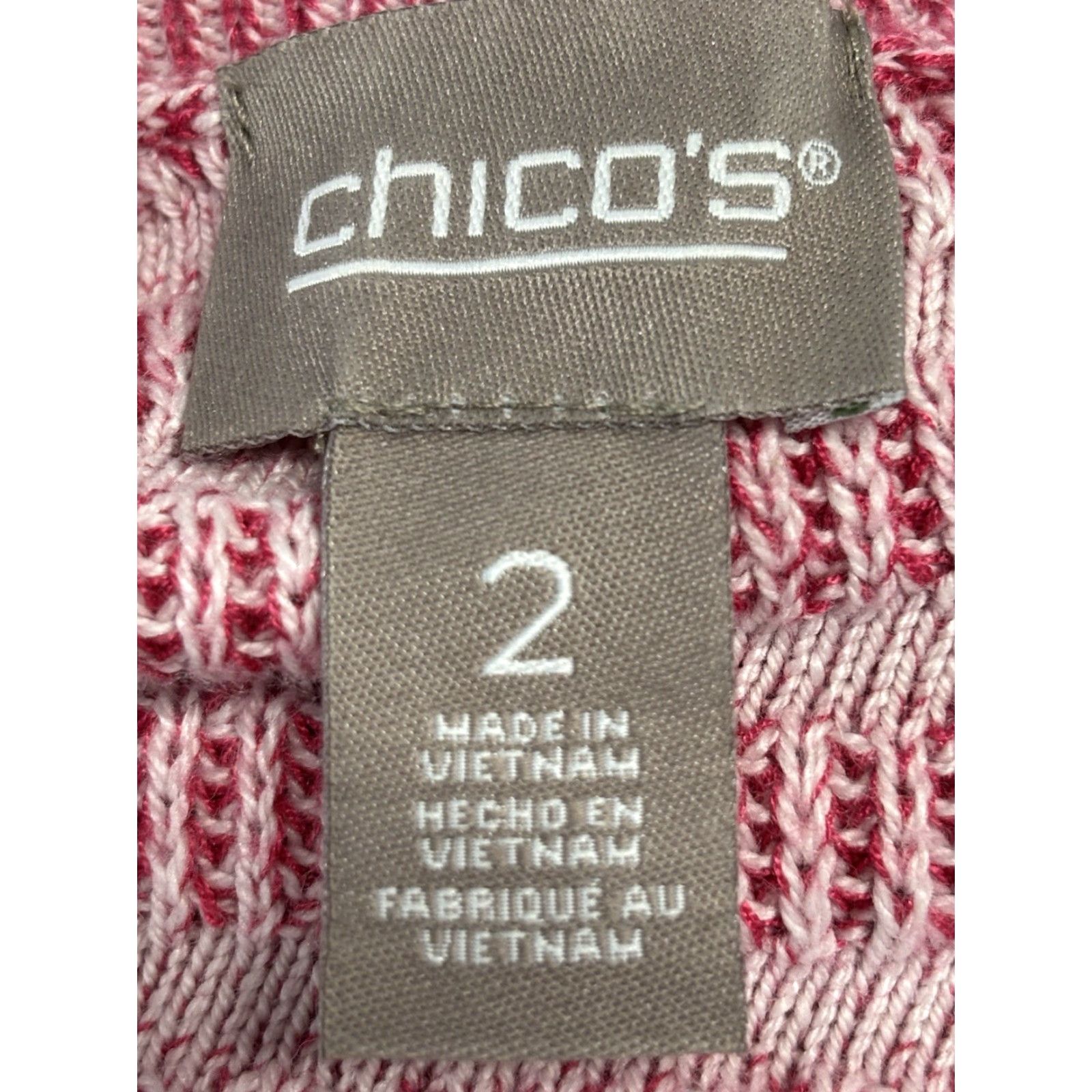 Vintage Chico's Women’s Sweater Size Large Pink Striped Knit Pullover Asymmetrical Hem Size L / US 10 / IT 46 - 6 Thumbnail