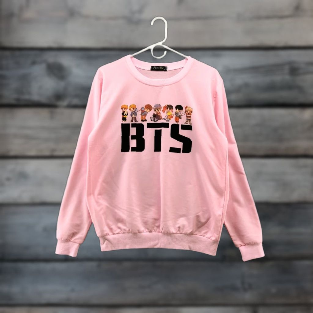 Pinko BTS K-Pop Sweatshirt Size Medium M Pink Graphic Lightweight Pullover Crewneck Size M / US 6-8 / IT 42-44 - 1 Thumbnail