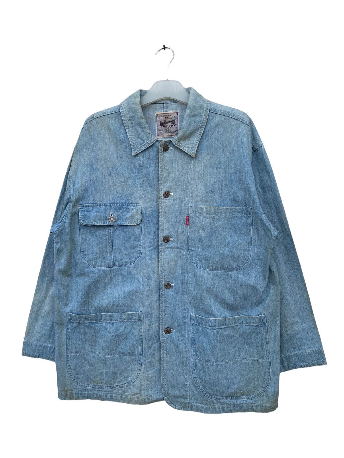 Japanese Brand Vintage Chic County Sun Faded Chore Jacket Size US L / EU 52-54 / 3 - 1 Thumbnail