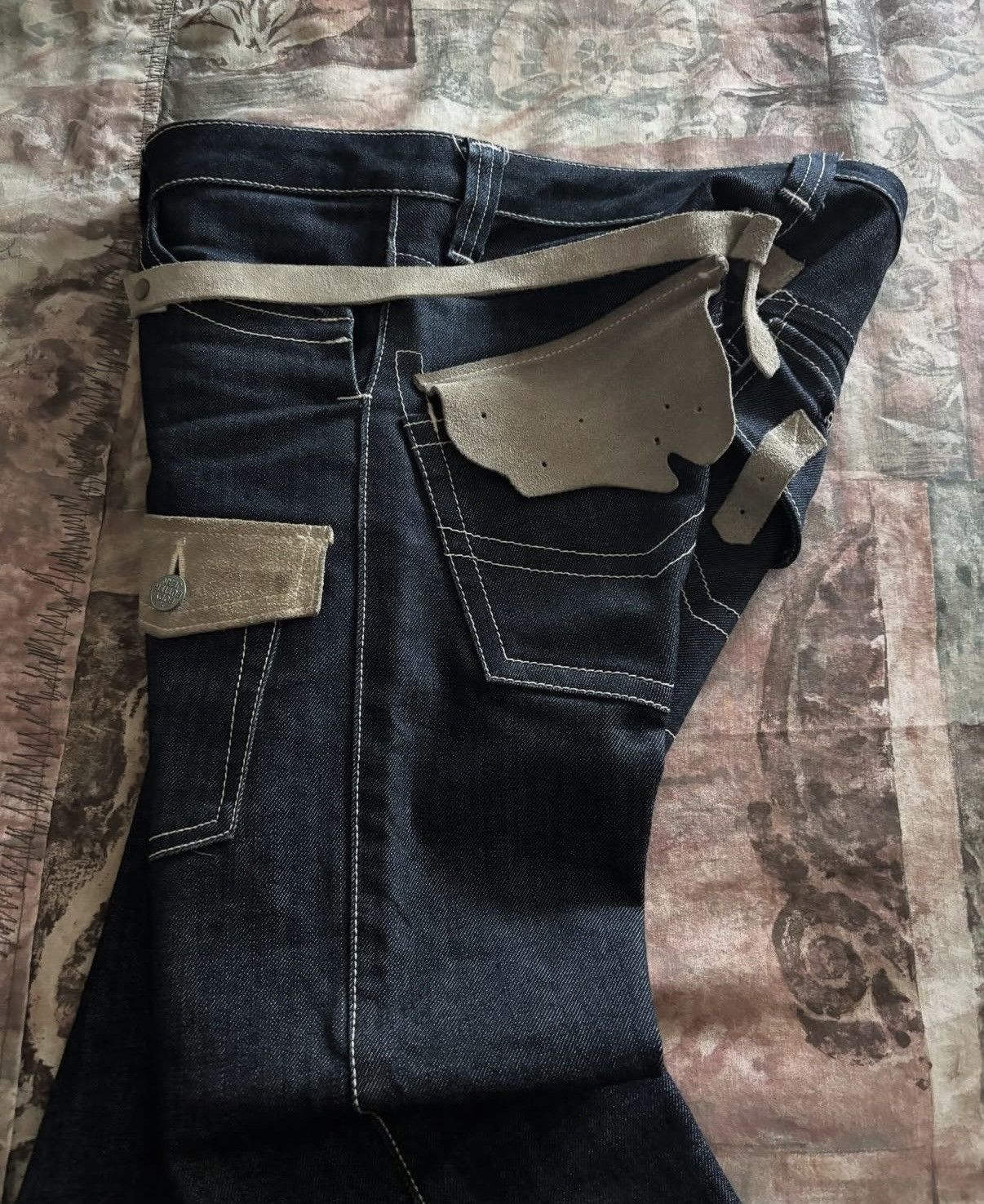 Other Archive Body Butter Flare Denim w/ Cowhide Leather Straps Size US 30 / EU 46 - 4 Thumbnail