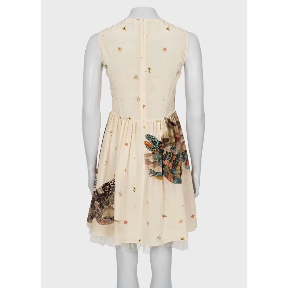 RED Valentino Red Valentino Beige Silk Dress with Tulle - Size L (IT44) Size M / US 6-8 / IT 42-44 - 3 Thumbnail