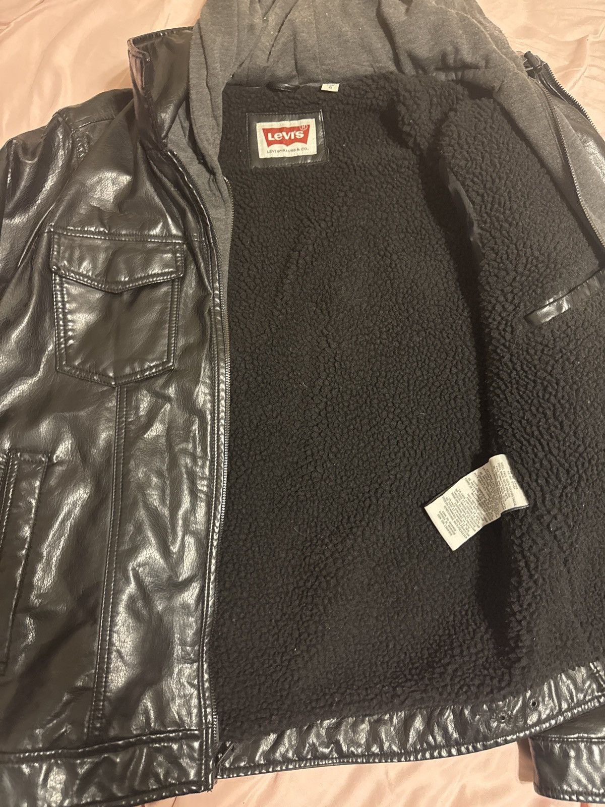 Levi's Levi Leather Hooded Jacket Black Size US L / EU 52-54 / 3 - 7 Thumbnail