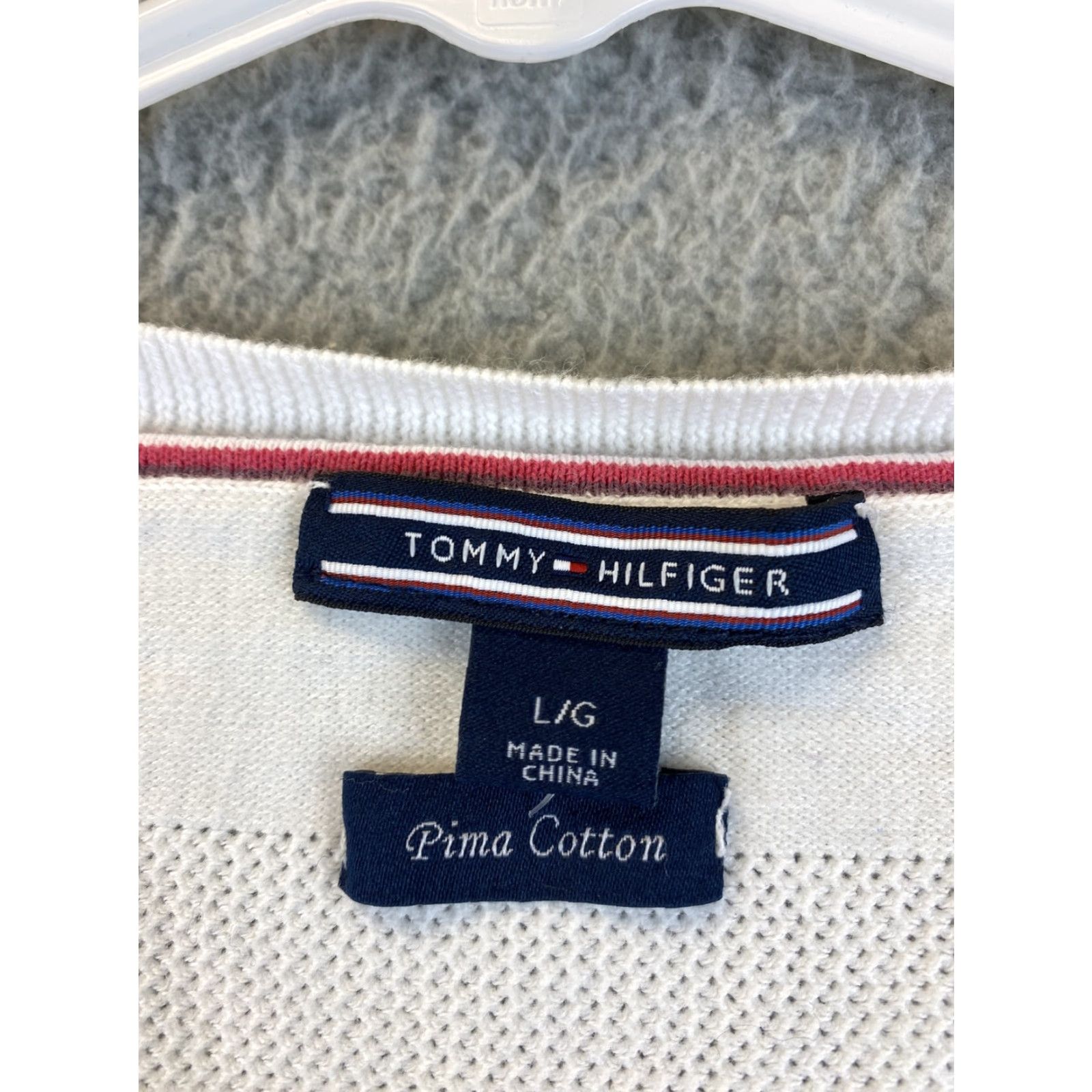 Tommy Hilfiger Tommy Hilfiger Women's Large White Pima Cotton Long Sleeve Pullover Sweater Lightweight Casual Size L / US 10 / IT 46 - 5 Thumbnail