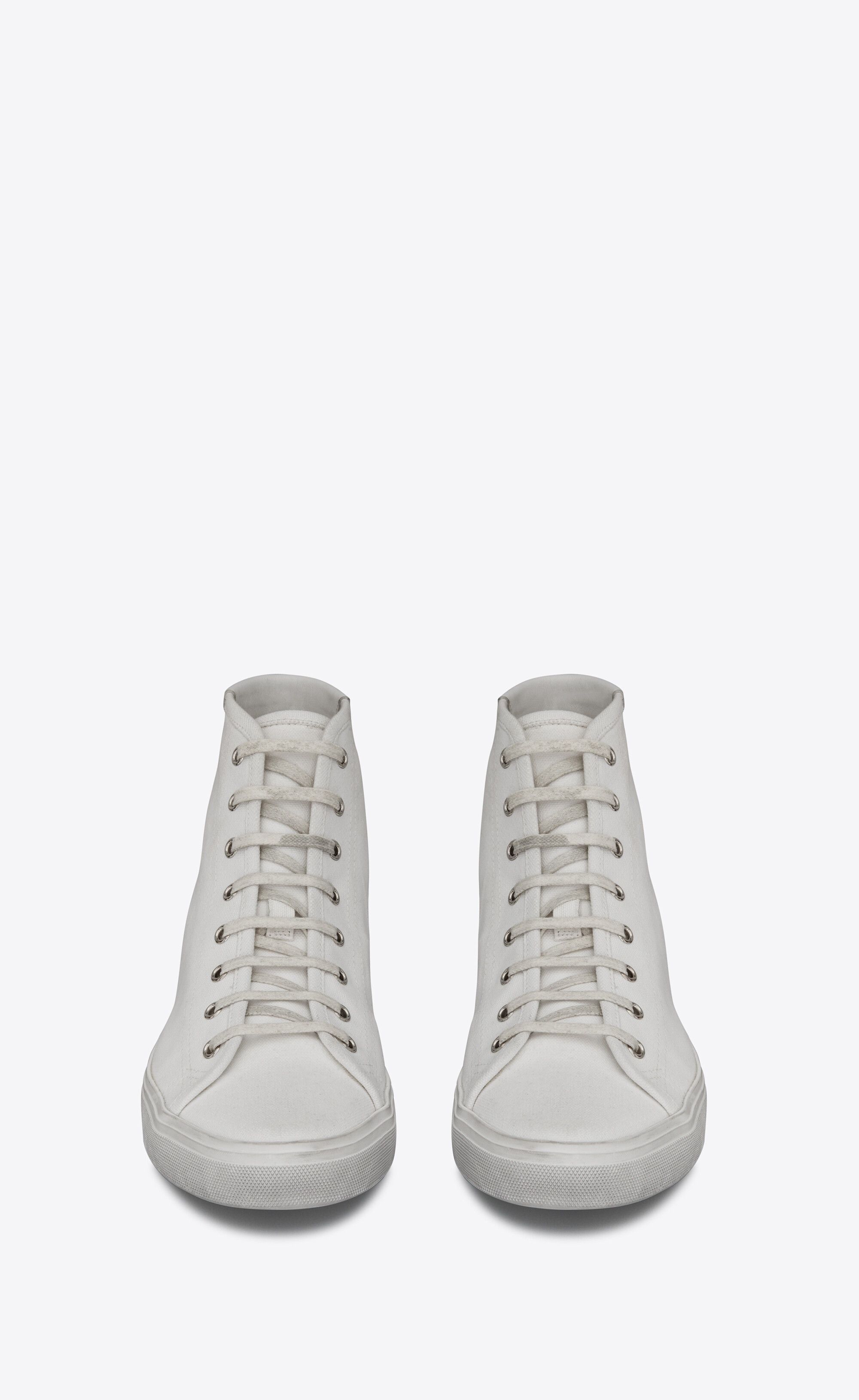 Saint Laurent Paris o1bcso1str1224 Malibu Mid Top Sneakers In Canvas in White Size US 6.5 / EU 39-40 - 3 Thumbnail