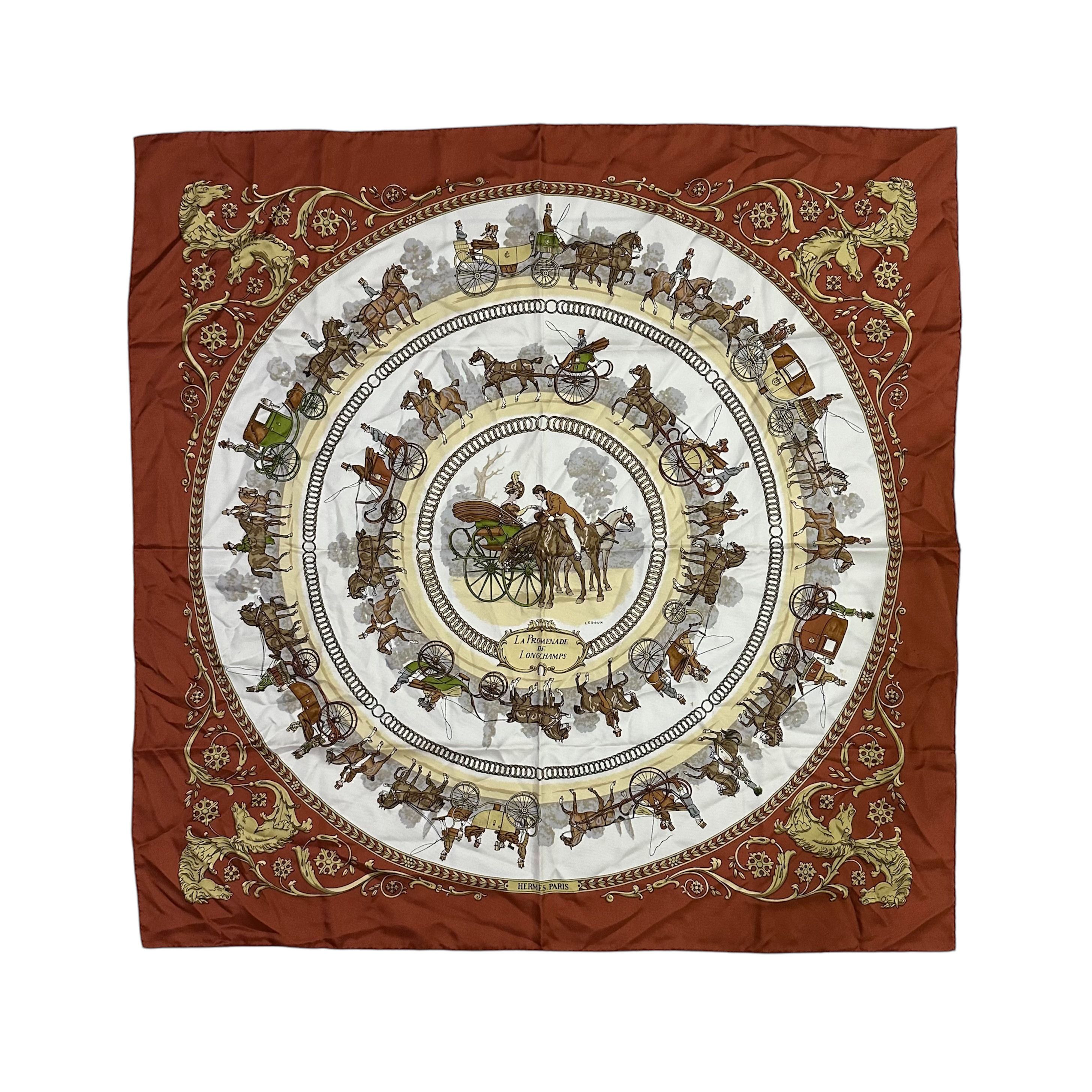 Hermes Grailed🔥 Hermes La Promenade De Longchamps 100% Silk Scarf Size ONE SIZE - 1 Thumbnail