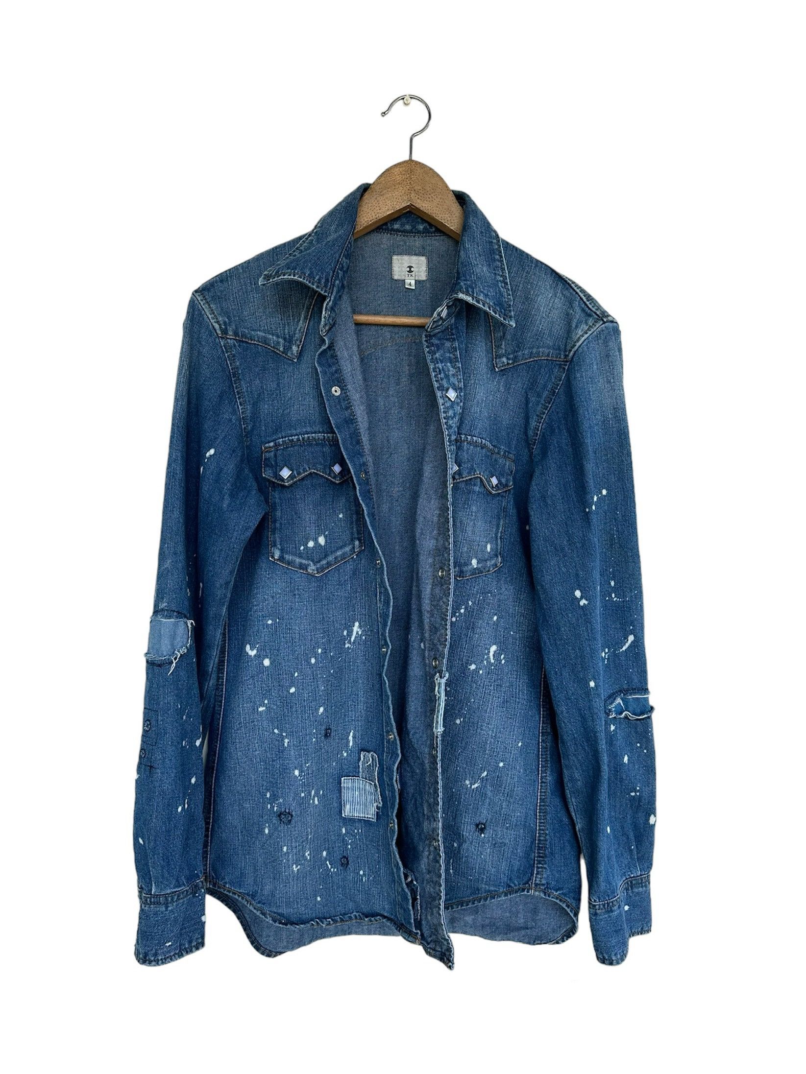 Takeo Kikuchi Vintage TK Paint Splatter Patchwork Western Shirt Size US L / EU 52-54 / 3 - 3 Thumbnail