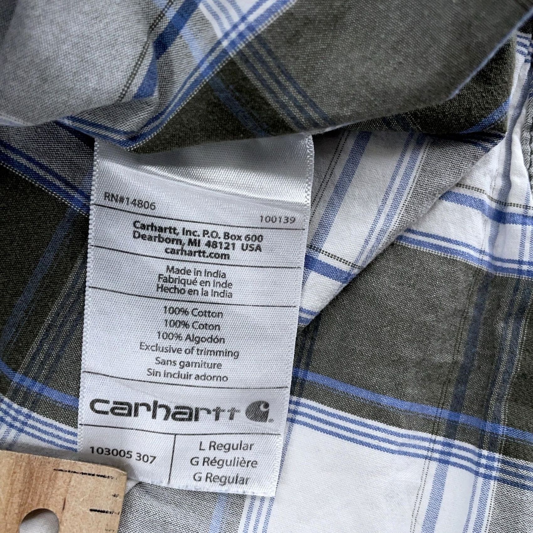 Carhartt Carhartt Shirt Men L Plaid Short Sleeve Button-Up Casual Workwear Multicolor Blue Gray 100% Cotton Pocket Size US L / EU 52-54 / 3 - 6 Thumbnail