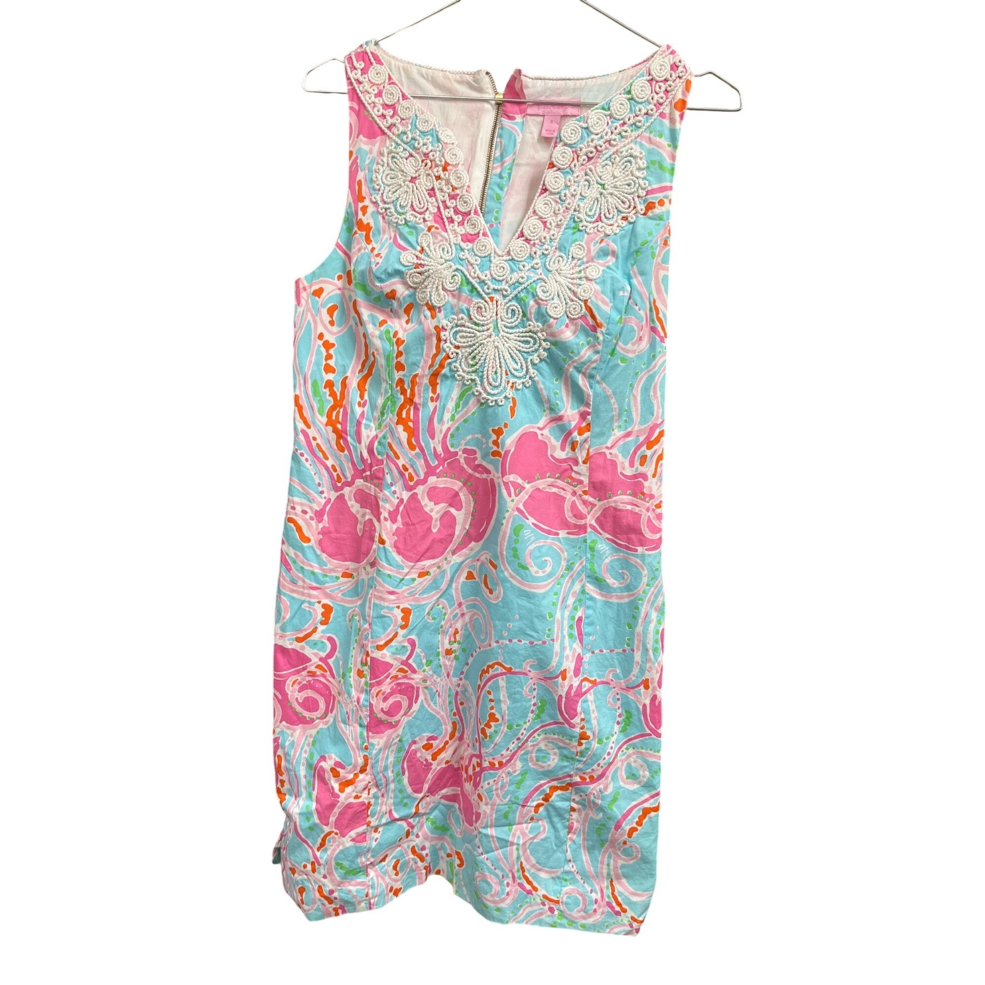 Lilly Pulitzer Lily Pulitzer wms pink aqual embroided spring summer midi dr Size M / US 6-8 / IT 42-44 - 1 Thumbnail