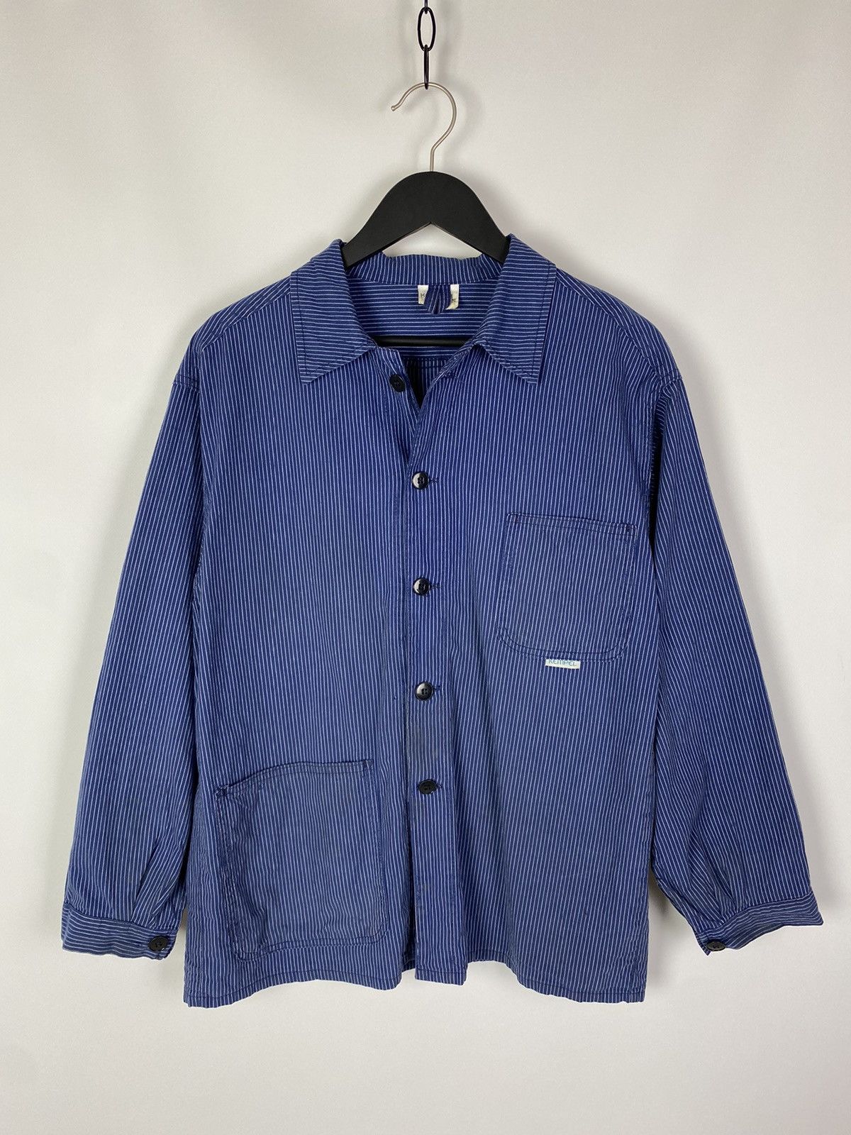 Vintage 90s Vintage Kempel Hickory Stripe Chore Work Over Shirt Size US S / EU 44-46 / 1 - 1 Thumbnail