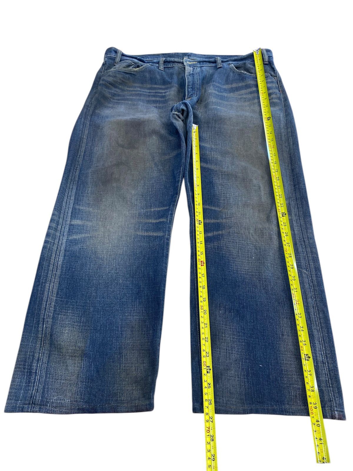 Japanese Brand Glheart Whiskers Faded Wash Style Loose Jeans Size US 40 / EU 56 - 7 Thumbnail