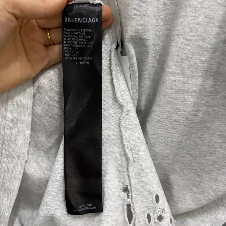 Balenciaga Balenciaga Grey damaged round neck short sleeve Size US XL / EU 56 / 4 - 5 Thumbnail