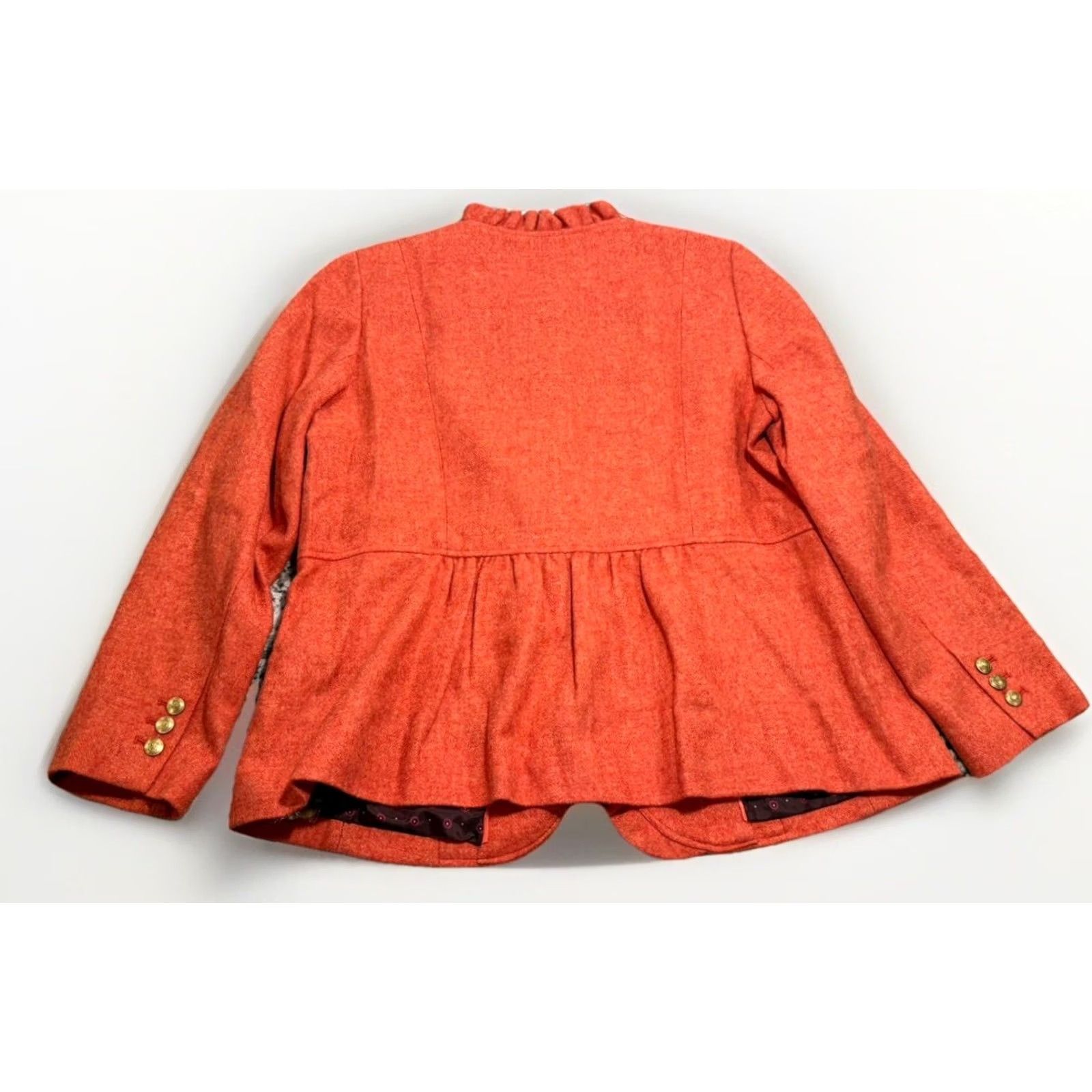 Talbots Talbots Orange Jacket Ruffled Collar Gold Button Long Sleeve Size 12W Women Size XL / US 12-14 / IT 48-50 - 7 Thumbnail