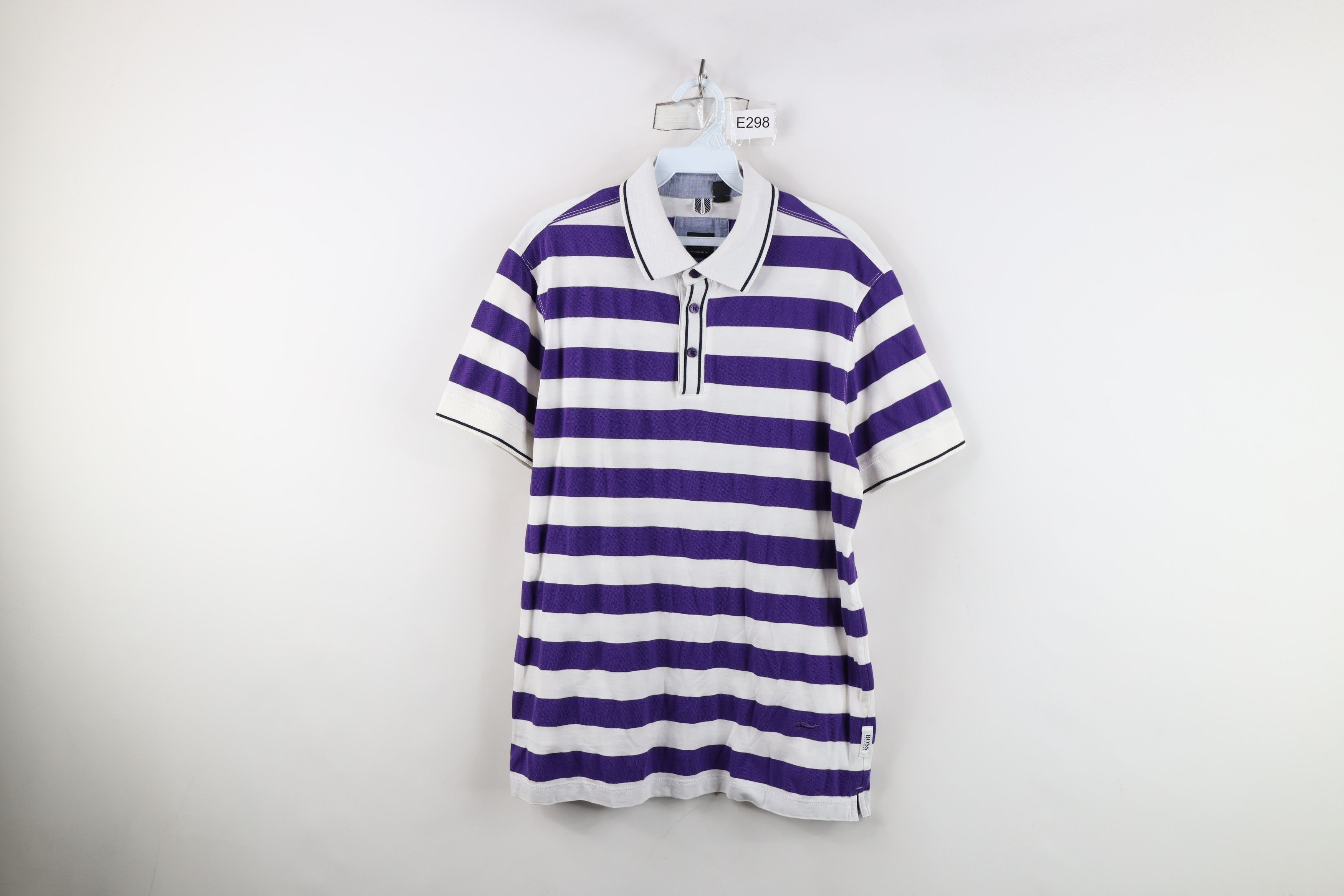 Hugo Boss Hugo Boss Color Block Knit Collared Polo Shirt Purple White Size US L / EU 52-54 / 3 - 1 Thumbnail
