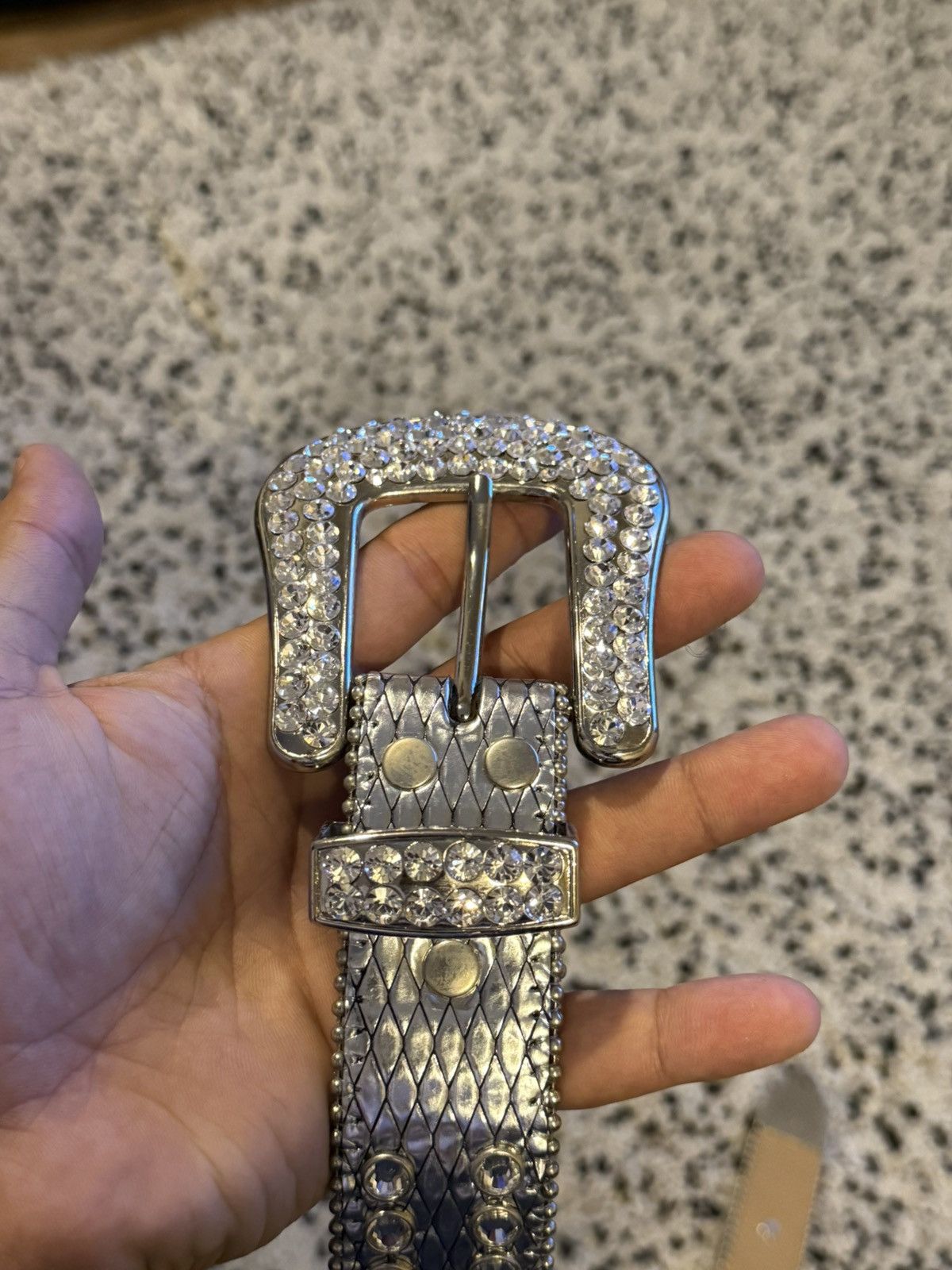 B.B. Simon BB Simon Belt - Silver/Gray Size 40 - 3 Thumbnail