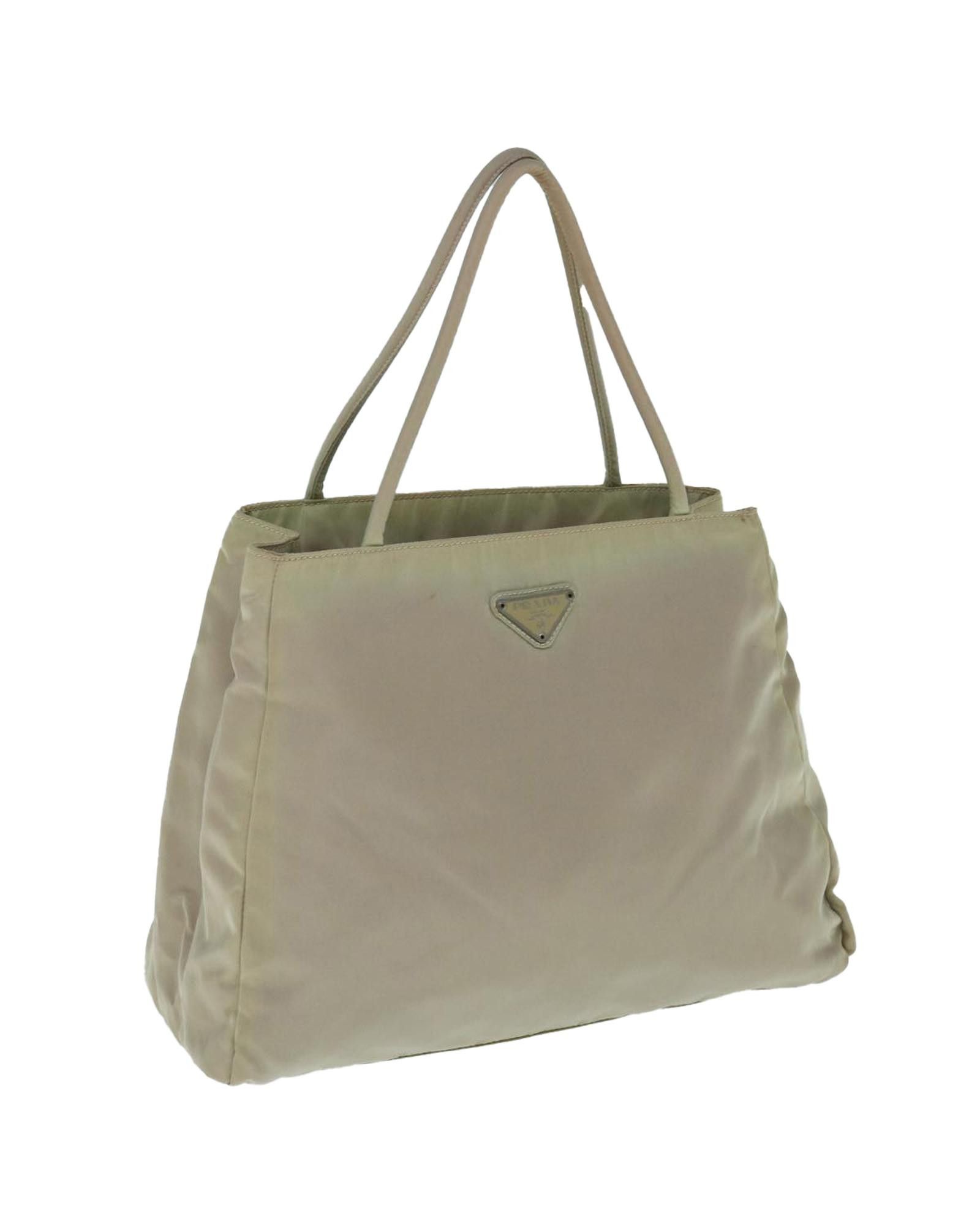 image of Prada Beige Nylon Handbag With Clean Lines And Sophisticated Design, Women's