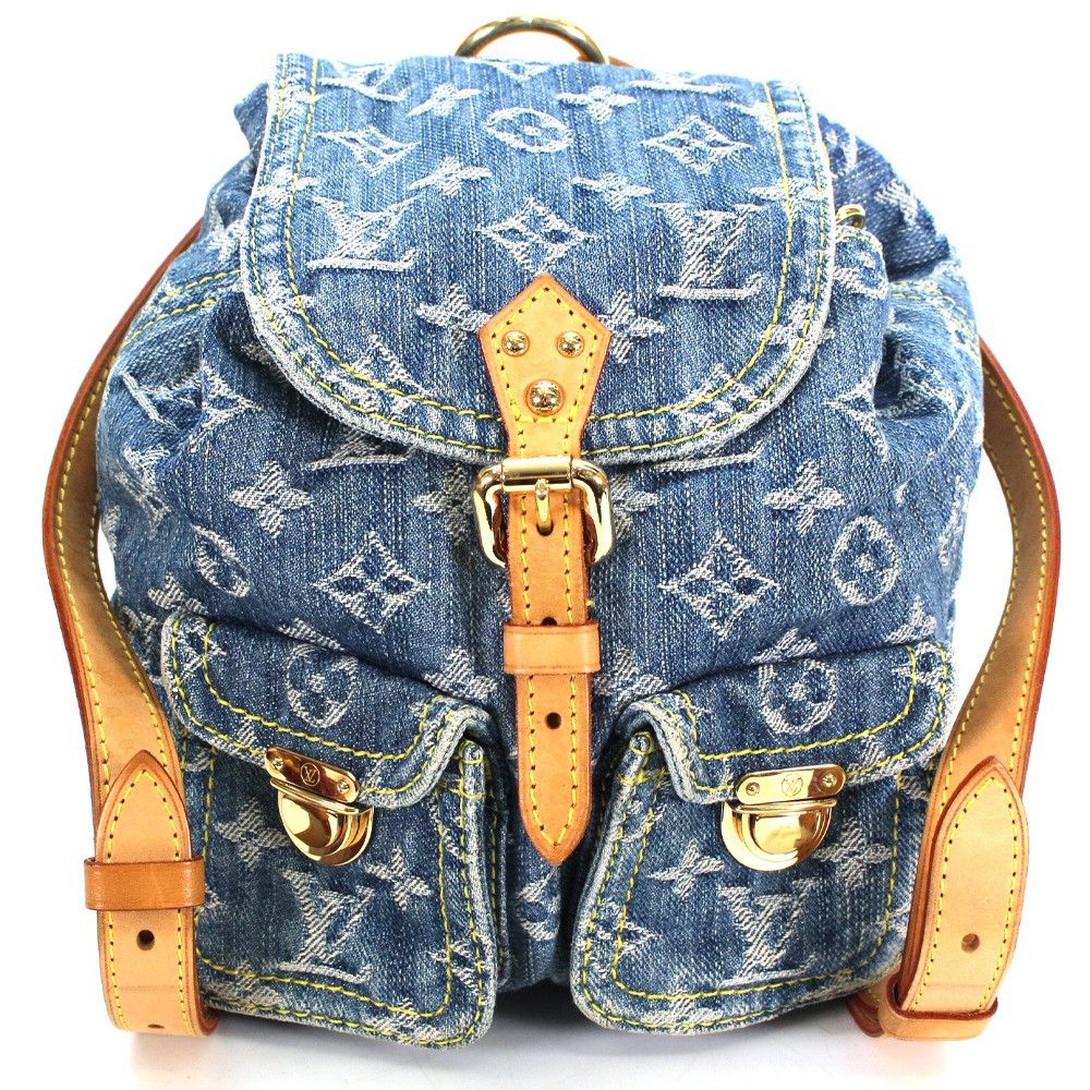 Louis Vuitton PM Monogram Denim Backpack Daypack Brown