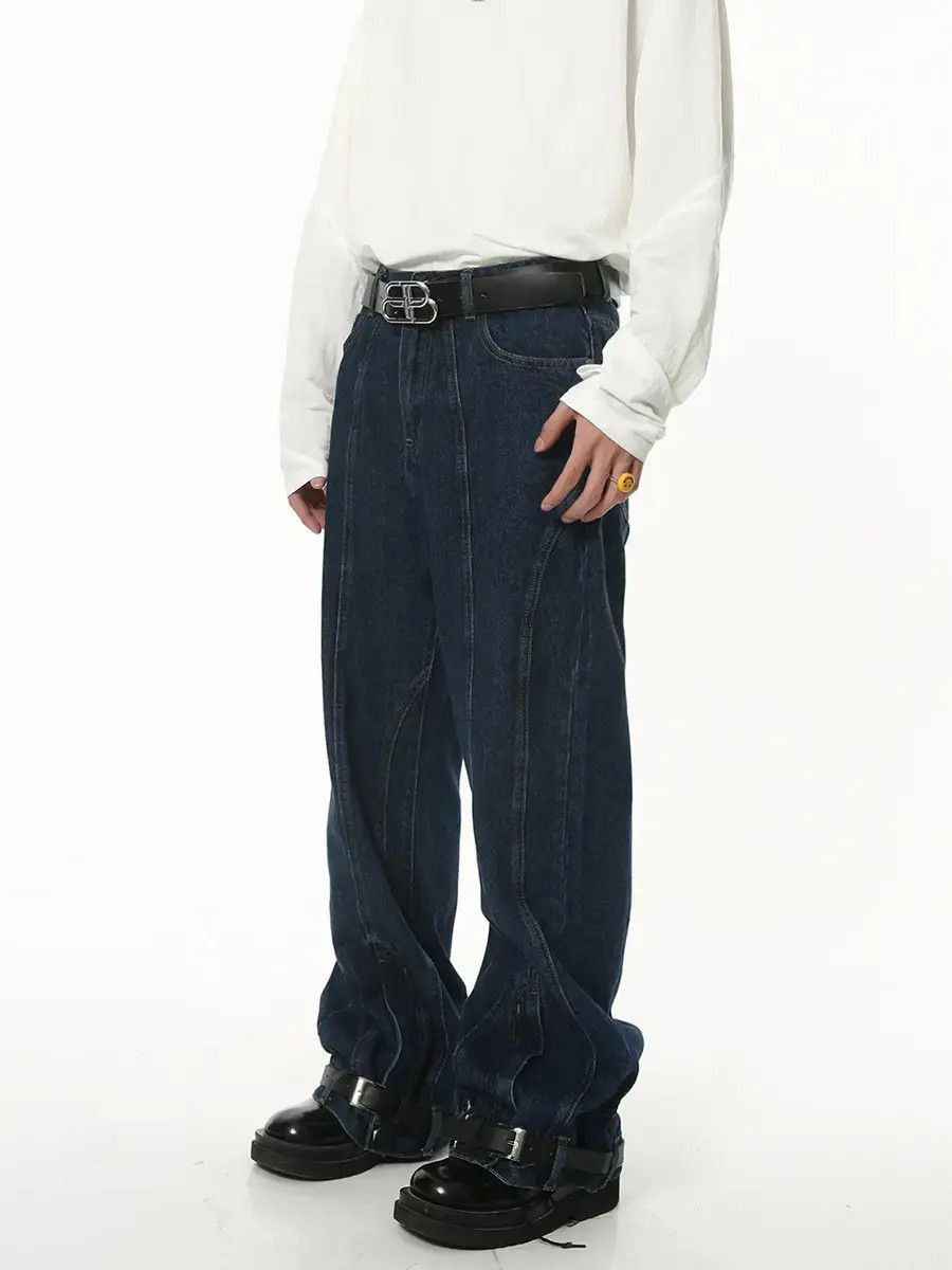 Japanese Brand Retro blue loose straight leg jeans Size US 32 / EU 48 - 5 Thumbnail