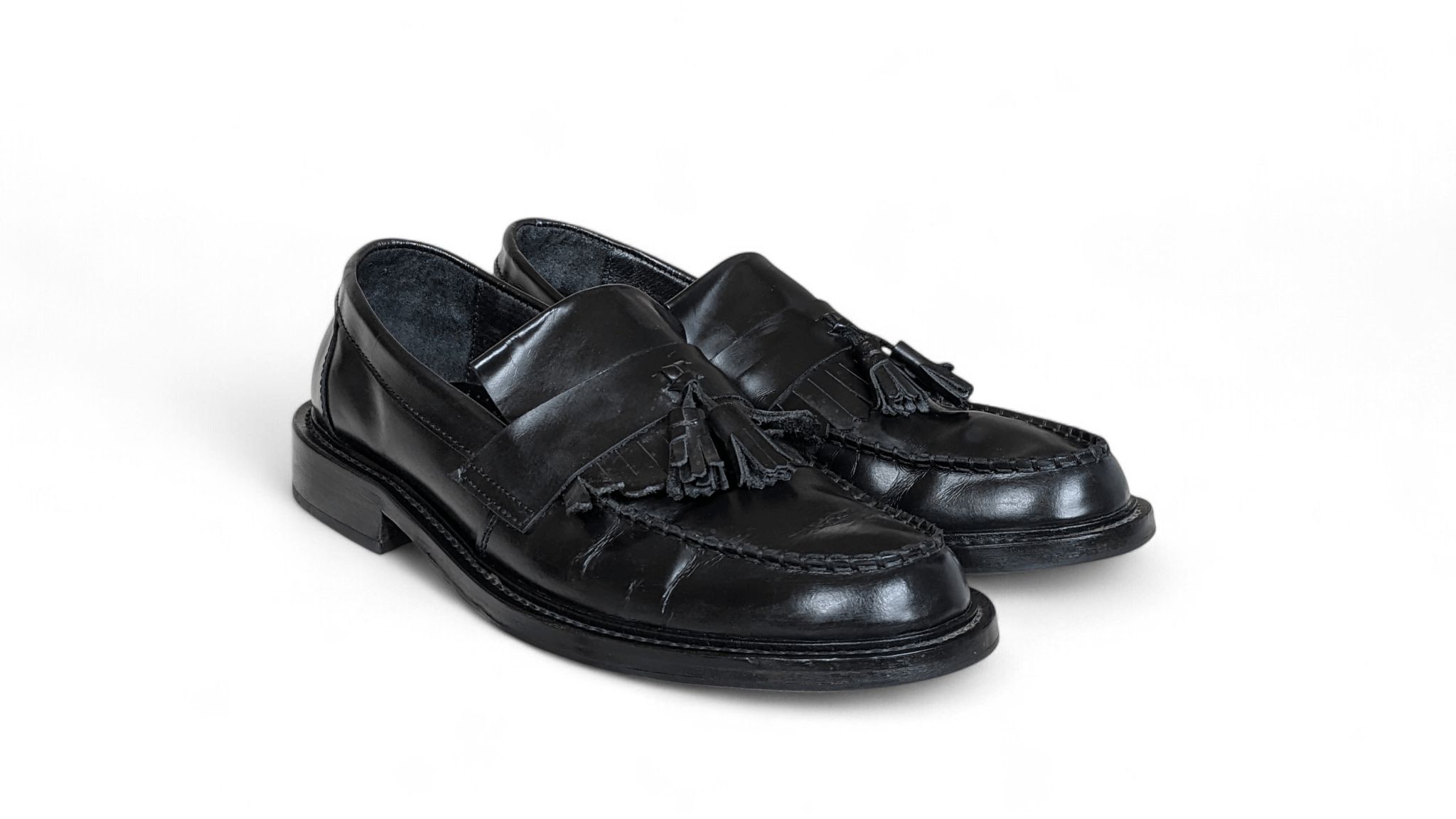 Other IKON Original Black Leather Tassel Loafers Classic Fringe Size US 10.5 / EU 43-44 - 5 Thumbnail
