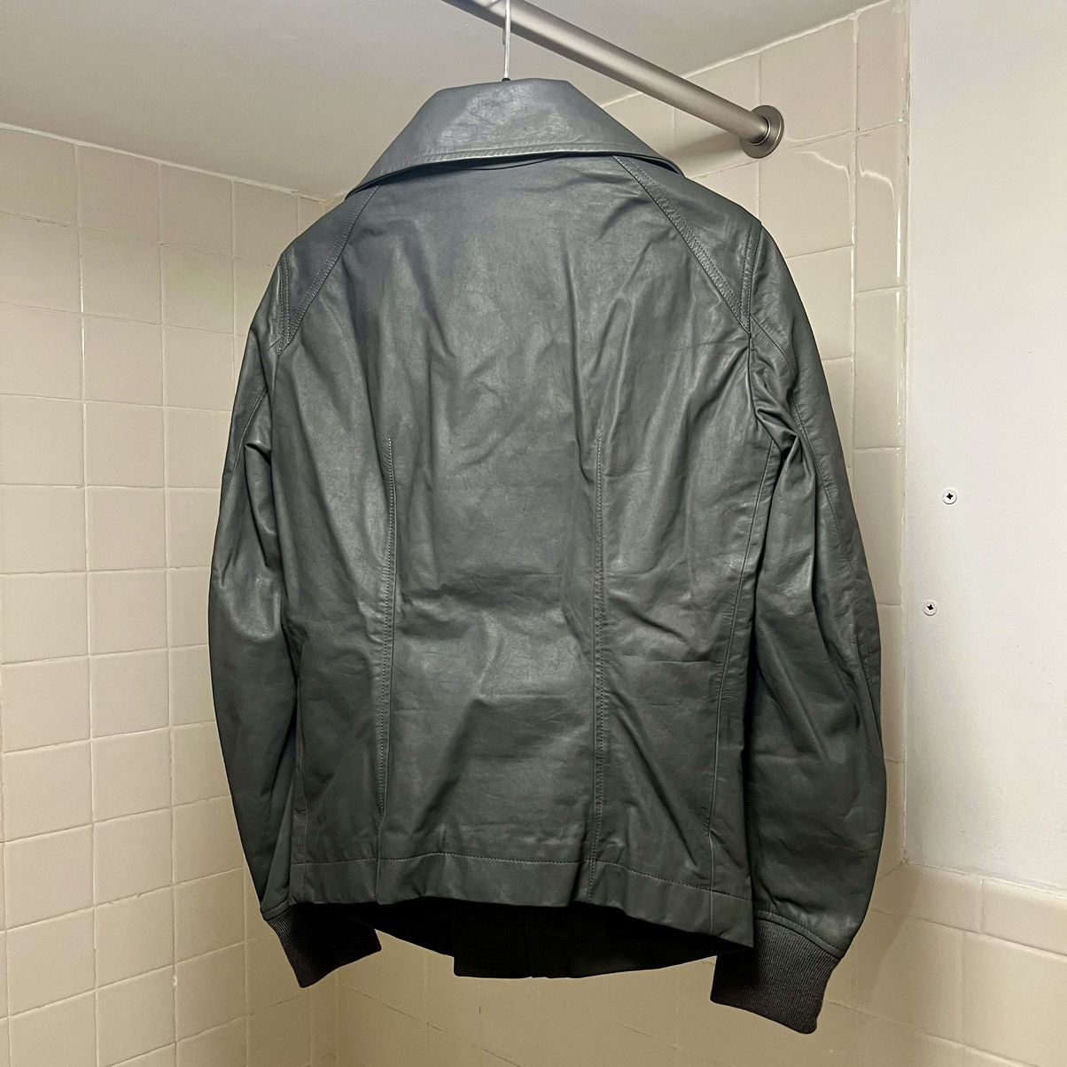 Rick Owens FW13 “PLINTH” Petrol Leather Intarsia Jacket Size US S / EU 44-46 / 1 - 3 Thumbnail