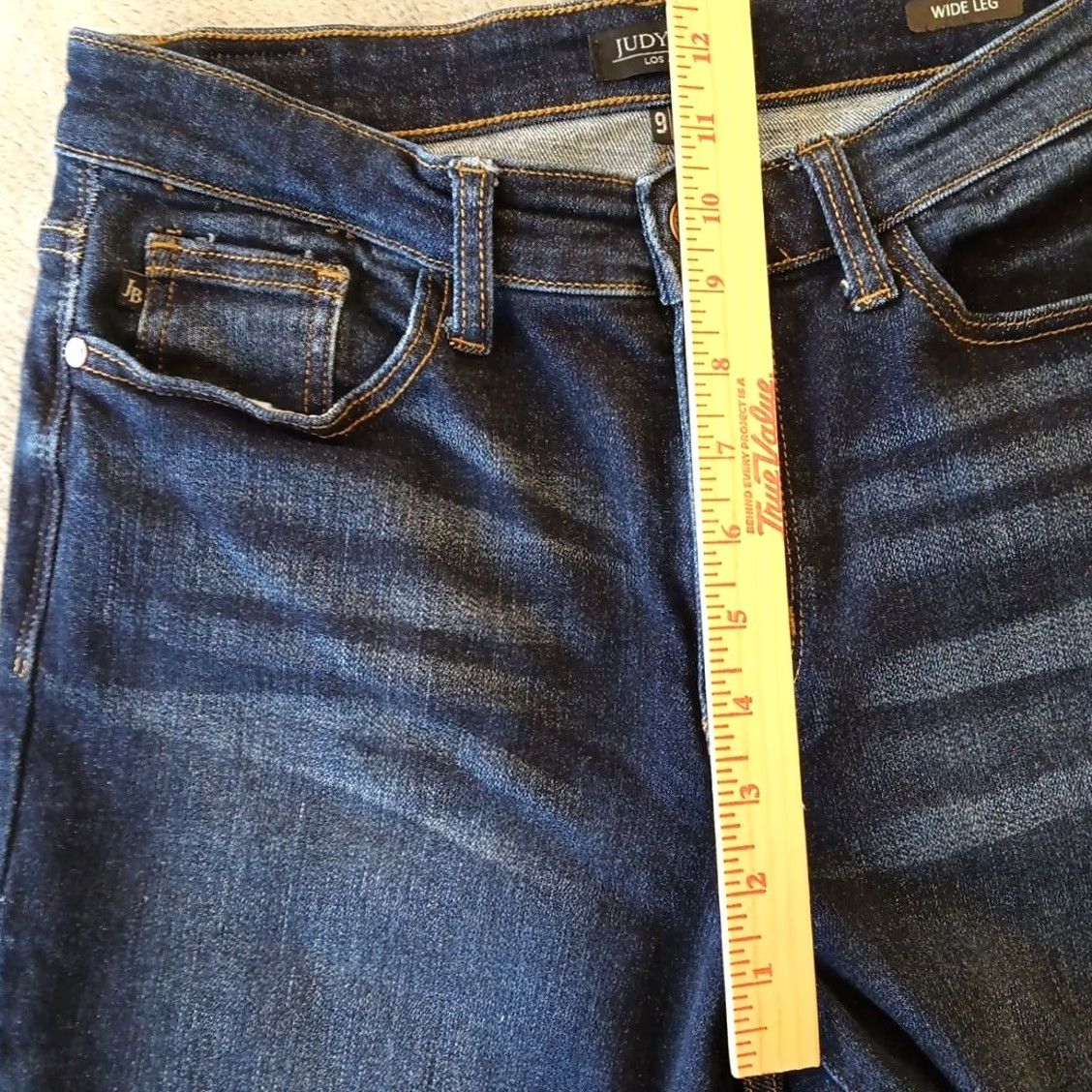 Vintage Judy Blue Jeans Womens Size 9/29 Blue Dark Wash Wide-Leg Capri Size 29" - 4 Thumbnail