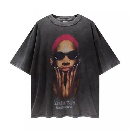 image of Dennis Rodman Graphic Tee in Black, Men's (Size Large)