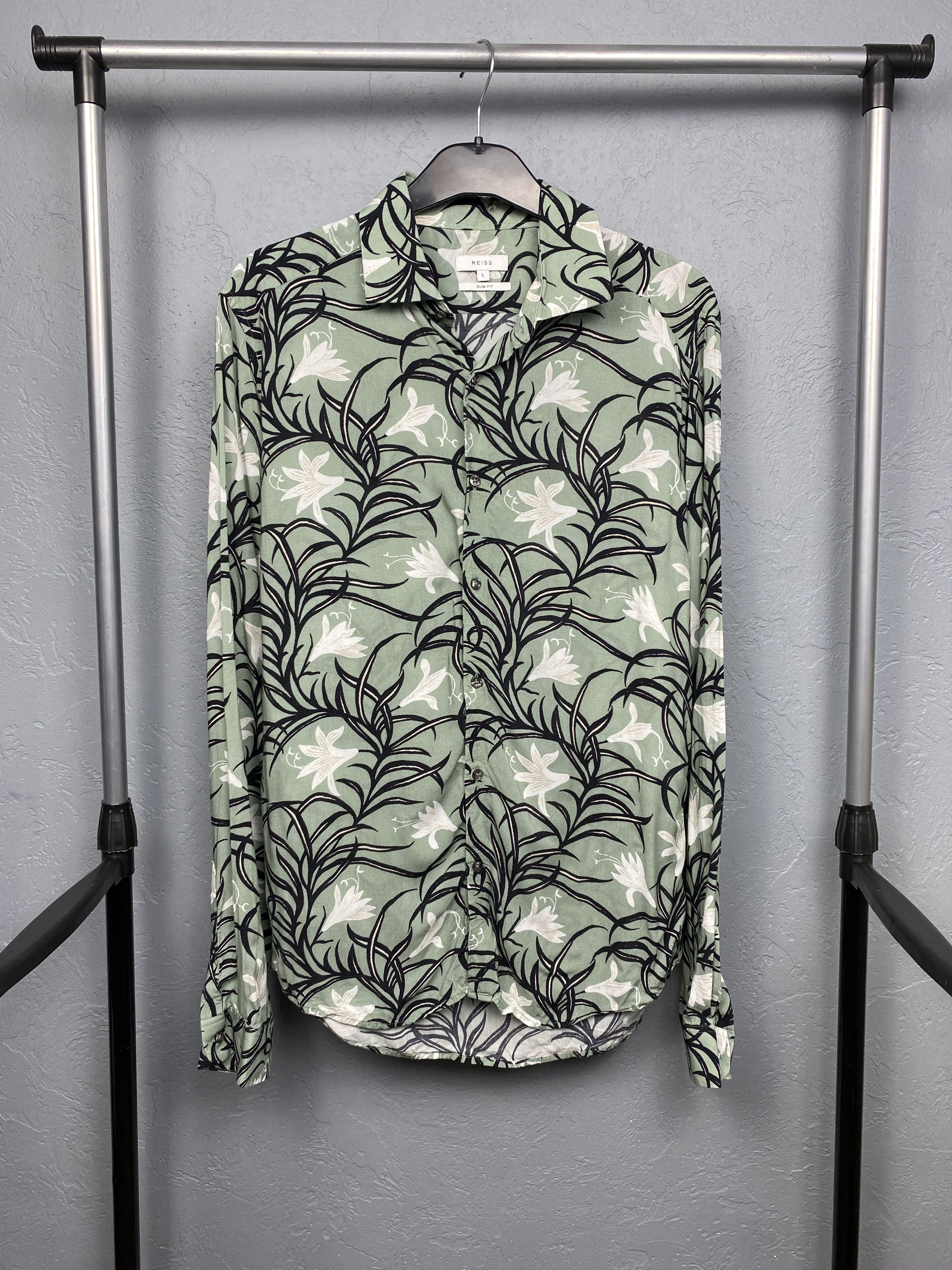 Reiss Reiss Mens Long Sleeve Floral Print Shirt Slim Fit Size US L / EU 52-54 / 3 - 1 Thumbnail