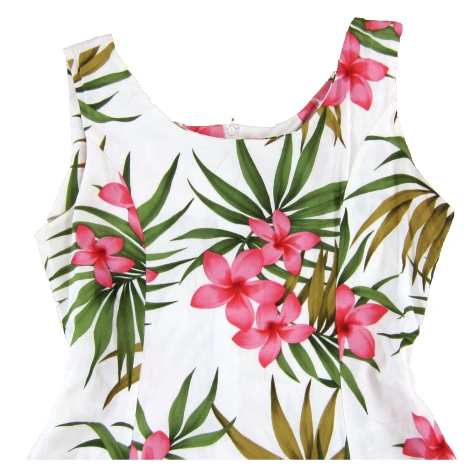 Vintage VTG Royal Hawaiian Creations Long Tank Dress L Pink Floral VTG White Pink Green Floral Sleeveless Zipper Rayon Women's Dress Size L / US 10 / IT 46 - 4 Thumbnail
