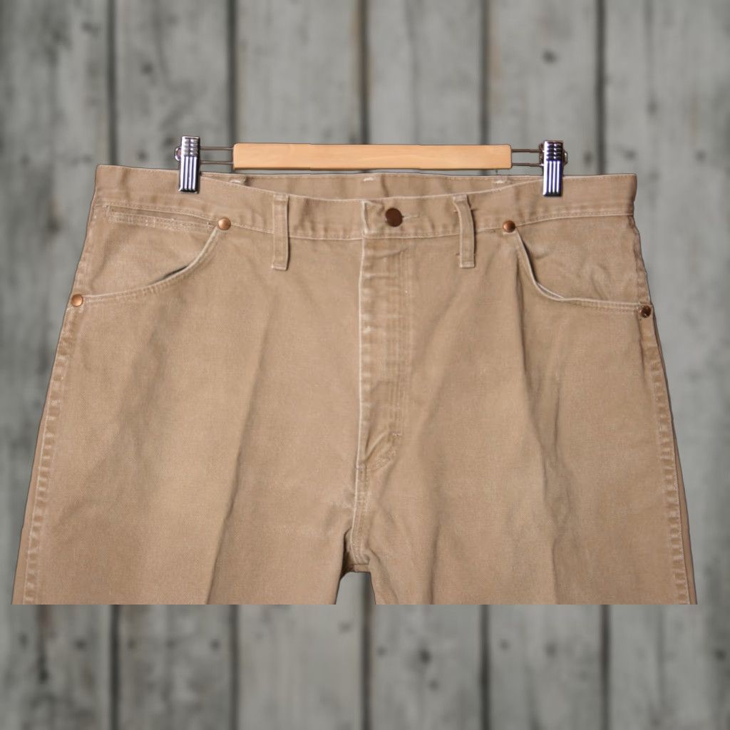Wrangler VINTAGE Wrangler Jeans Tag 38x32 Tan 36x32 USA Made Denim Straight Mens Jeans Size US 35 - 1 Thumbnail