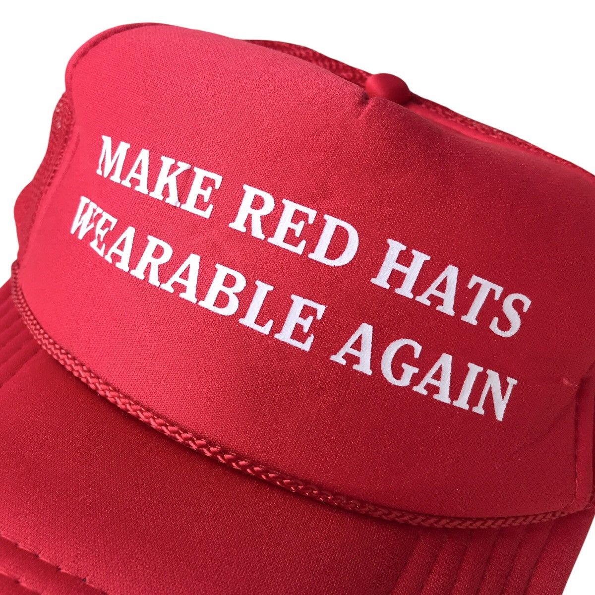 Vintage Make Red Hats Wearable Again Vintage Wording Trucker Cap Size ONE SIZE - 2 Thumbnail