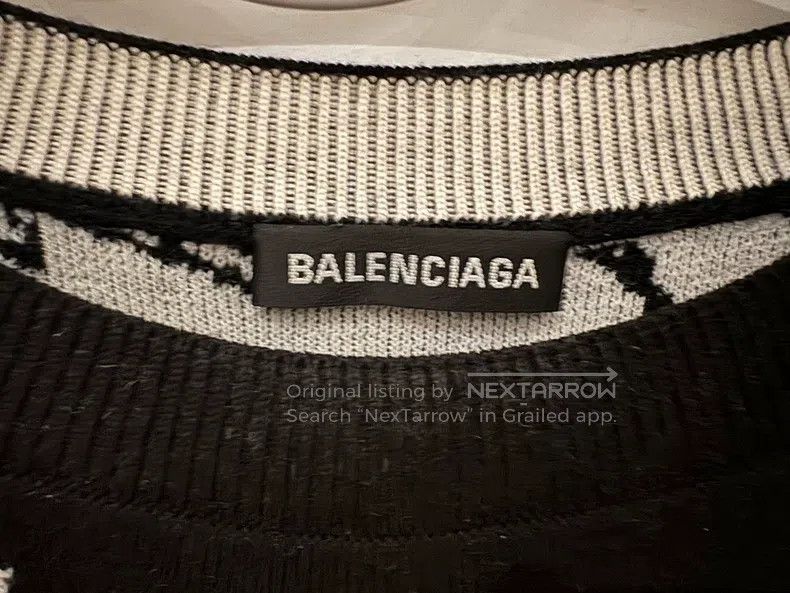 Balenciaga Balenciaga Bullet Screen Logo Knit Round Neck Sweater Blac Size US M / EU 48-50 / 2 - 2 Thumbnail