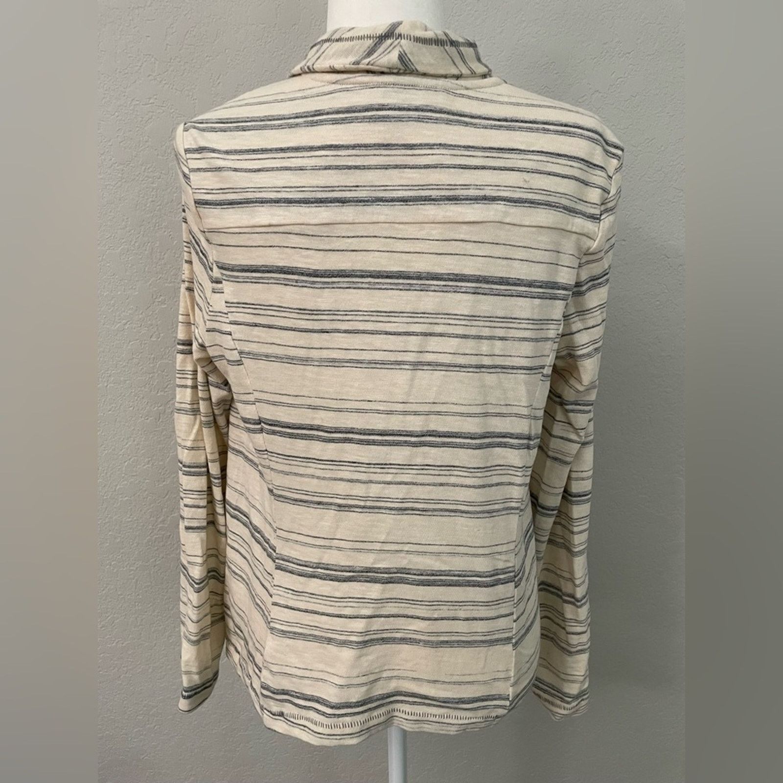 Anthropologie Anthropologie - Striped Cream and Gray Women's Jacket Small Size S / US 4 / IT 40 - 3 Thumbnail