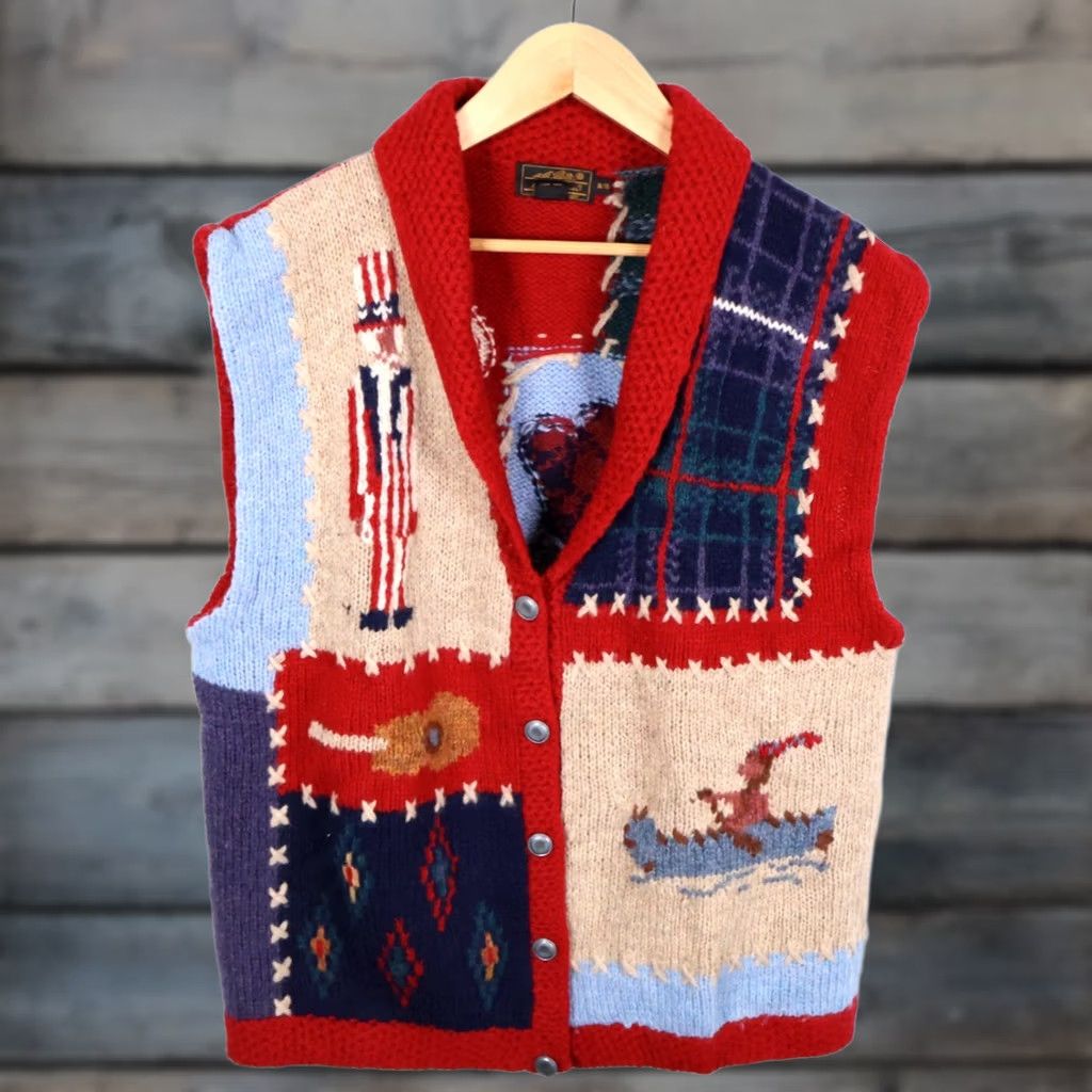 Eddie Bauer VINTAGE Eddie Bauer Sweater Vest Knit Wool Patchwork Red 90s XL Women’s Womens Size XL / US 12-14 / IT 48-50 - 1 Thumbnail