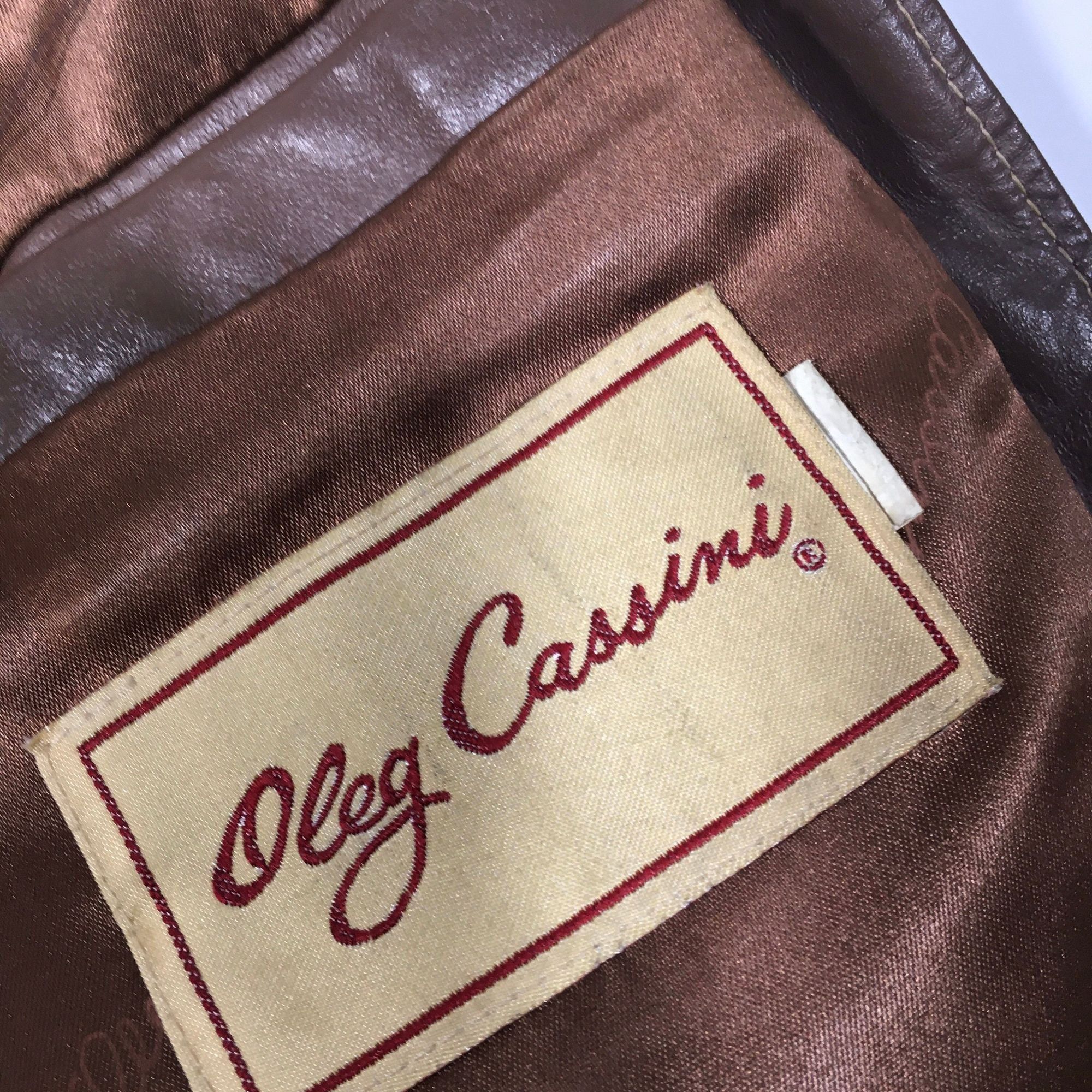 Oleg Cassini Vtg Oleg Cassini Brown Leather Coat Insulated Biker Jacket Size US L / EU 52-54 / 3 - 7 Thumbnail