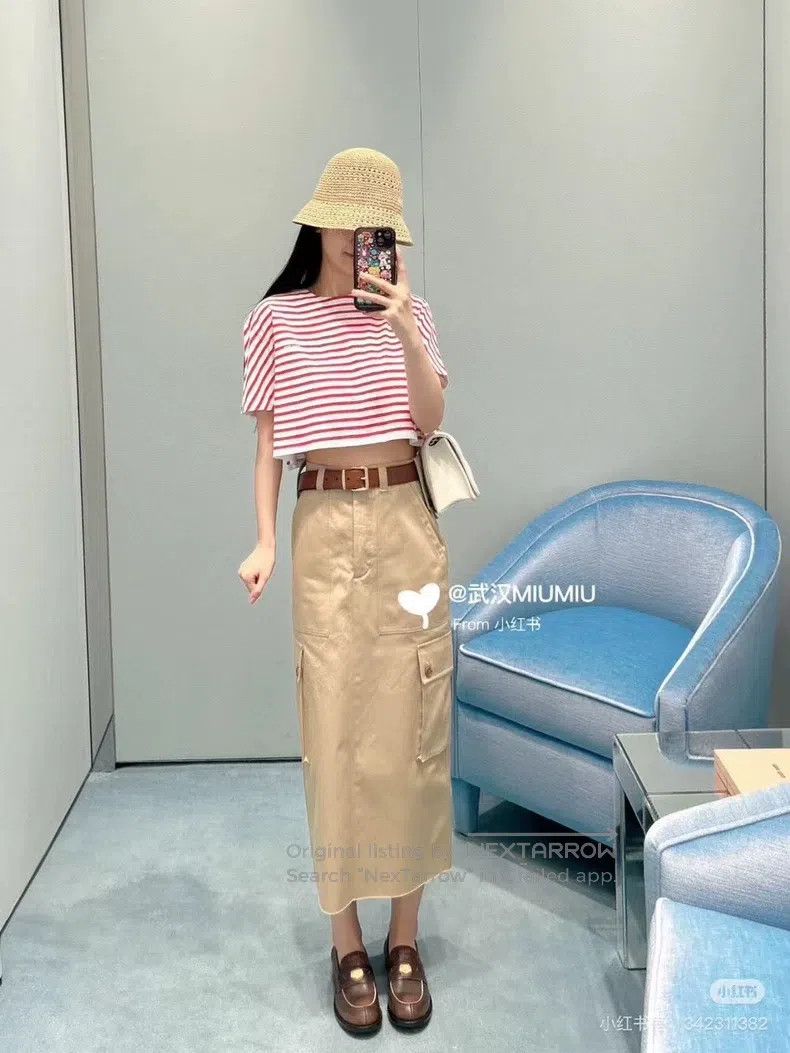 Miu Miu Miu Miu Size S Red and white striped short sleeve Size S / US 4 / IT 40 - 8 Thumbnail