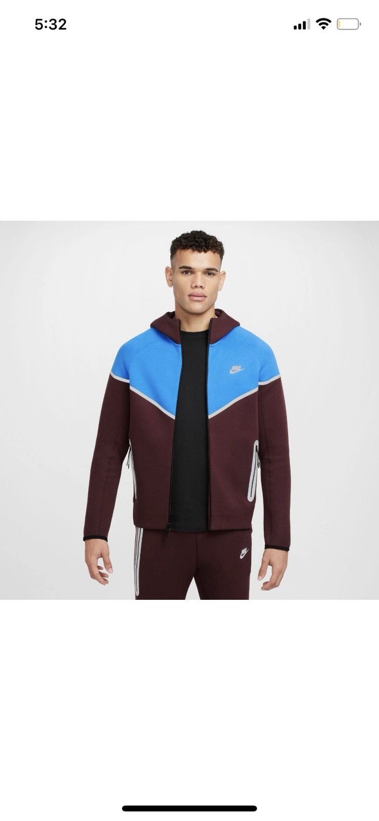 Nike NWT Nike Men M Tech Fleece Windrunner Burgundy Crush Blue Size US M / EU 48-50 / 2 - 8 Thumbnail