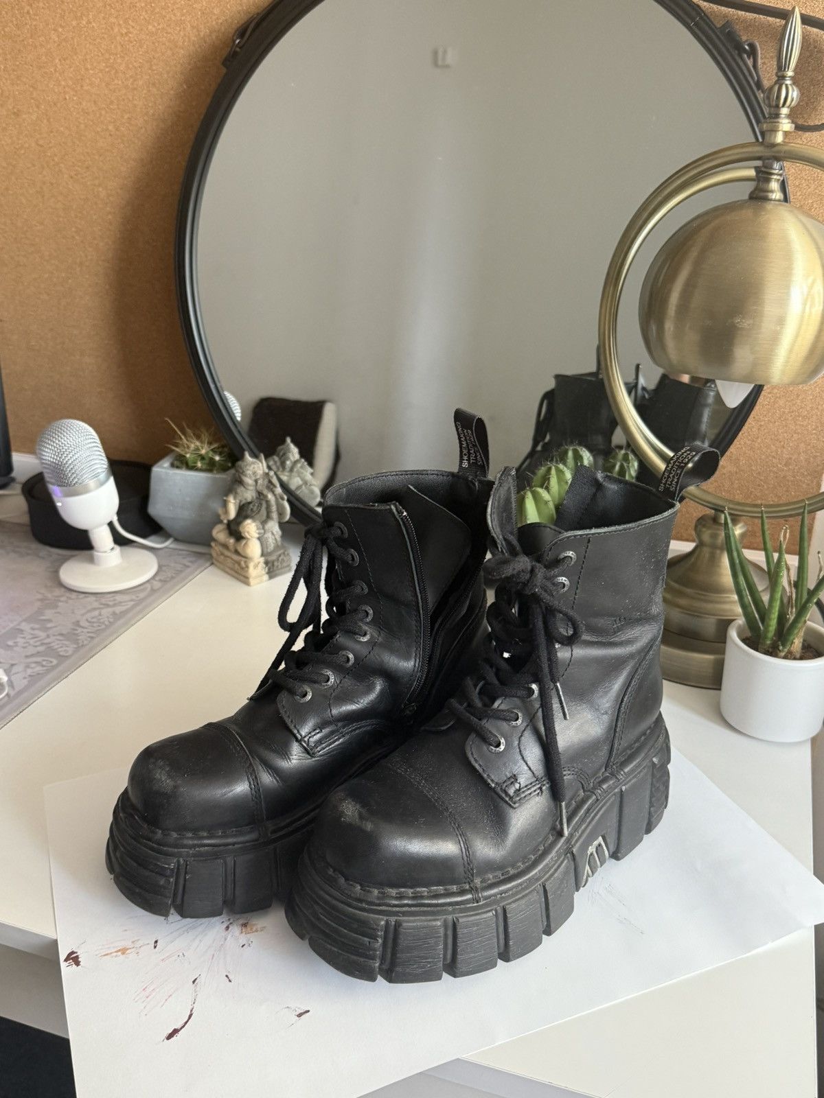 New Rock ANKLE BOOT BLACK TOWER WITH LACES M-NEWMILI083-S39 Size US 7 / IT 37 - 1 Thumbnail