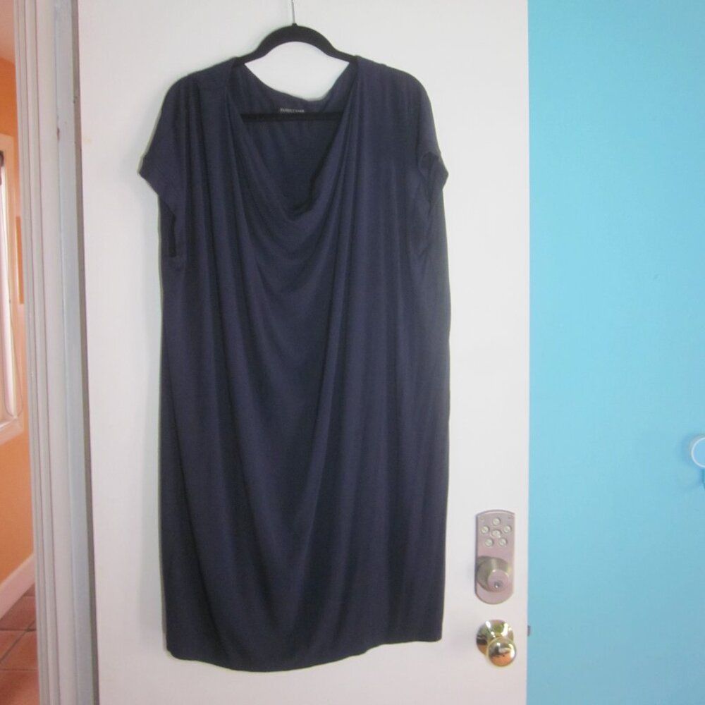Eileen Fisher Eileen Fisher Plus 3X Dark Blue Pullover Drape Neck Sleeveless Knee Length Dress Size 3XL / US 20-22 - 4 Thumbnail
