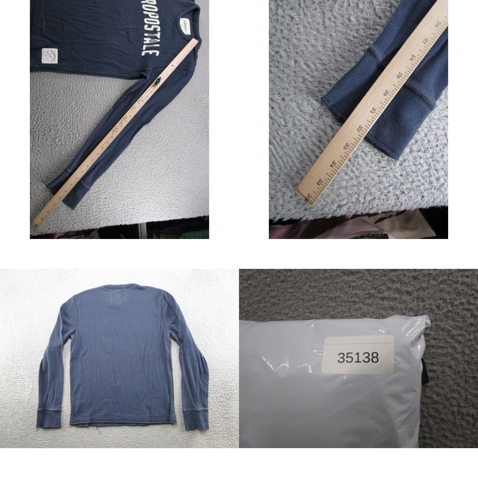 Aeropostale VINTAGE Aeropostale Y2K Navy Blue Shirt Waffle Knit Thermal Long Sleeve XL Skater Size US XL / EU 56 / 4 - 8 Thumbnail