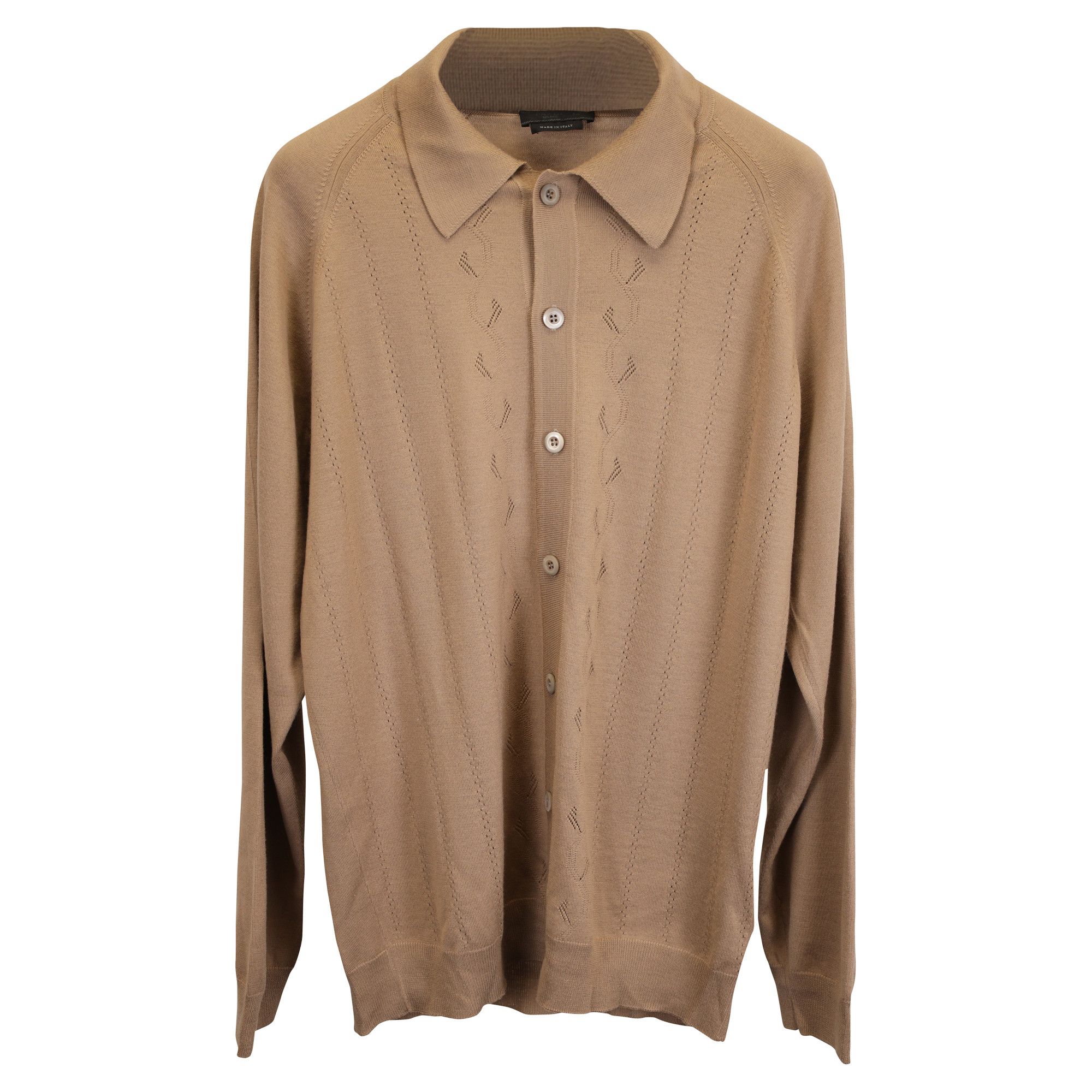 Prada Prada Long Sleeve Knit Shirt in Brown Wool Size US XXL / EU 58 / 5 - 1 Thumbnail
