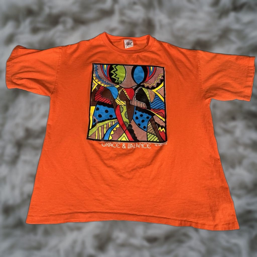 Vintage VINTAGE Unitees T-Shirt Men XL Orange 90s Graphic Print Crew Neck Short Sleeve Cotton United States Vintage Logo Mens Size US XL / EU 56 / 4 - 1 Thumbnail