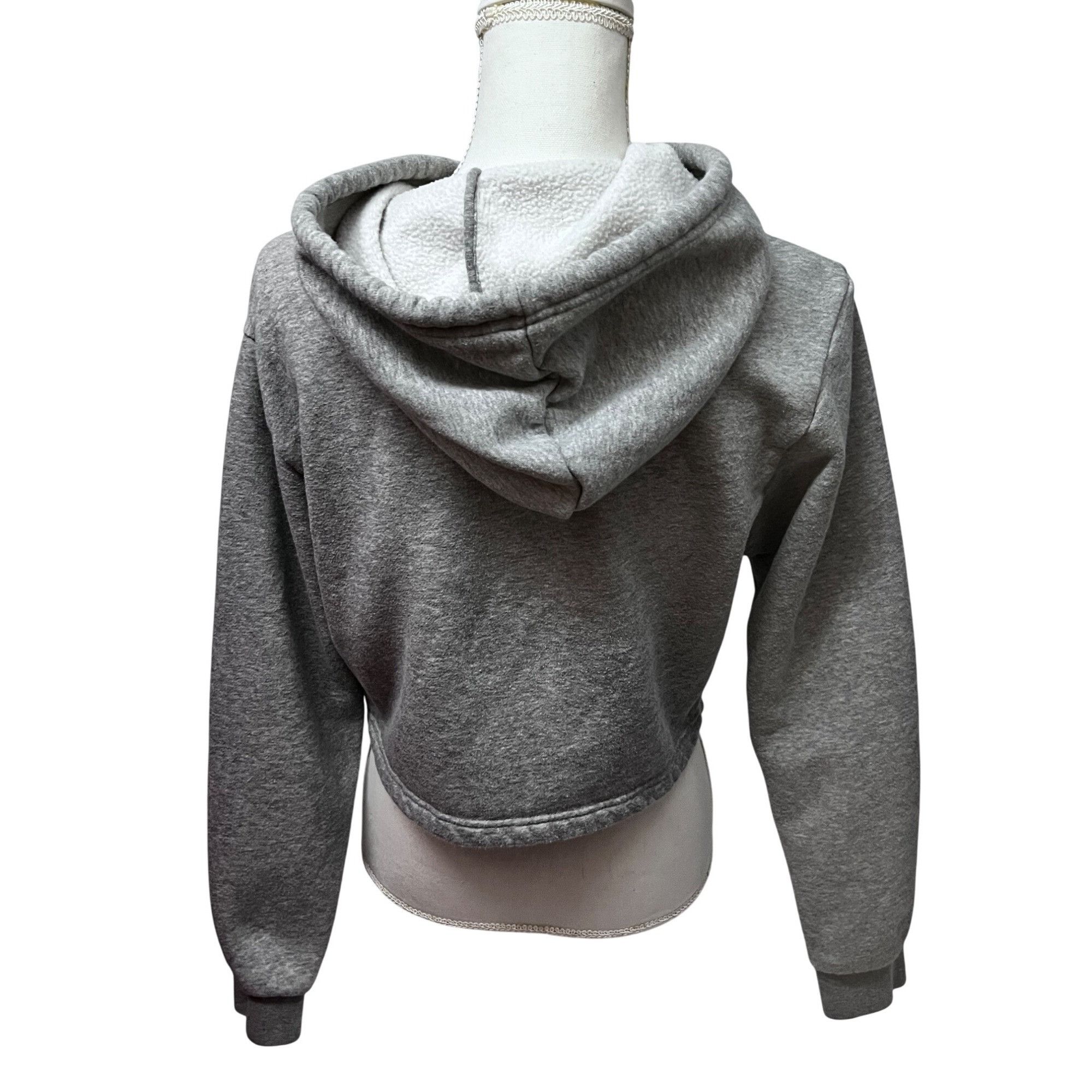 Adidas Adidas Womens Gray Shrug Cropped Hooded Sweatshirt Hoodie Sm Size S / US 4 / IT 40 - 2 Thumbnail