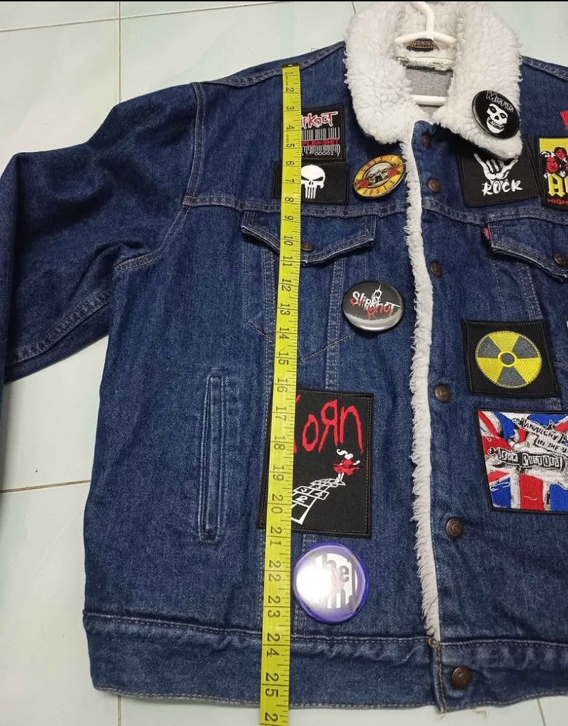 Vintage Levis Denim Jacket sherpa with heavy metal patches