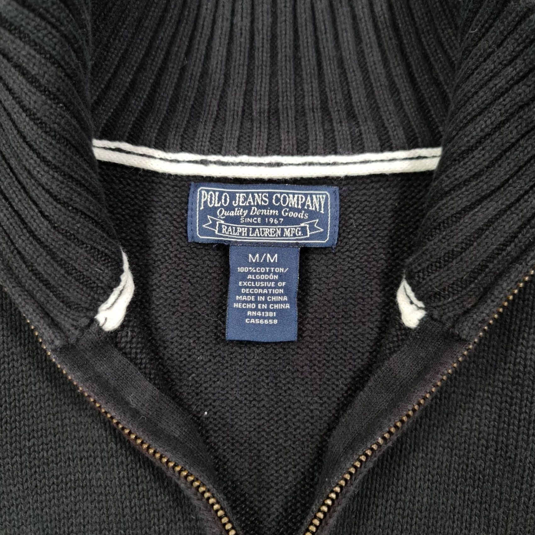 Polo Ralph Lauren Polo Jeans Company Mens Jumper Black Medium Fair Isle Half Zip Mock Pullover Size US M / EU 48-50 / 2 - 3 Thumbnail