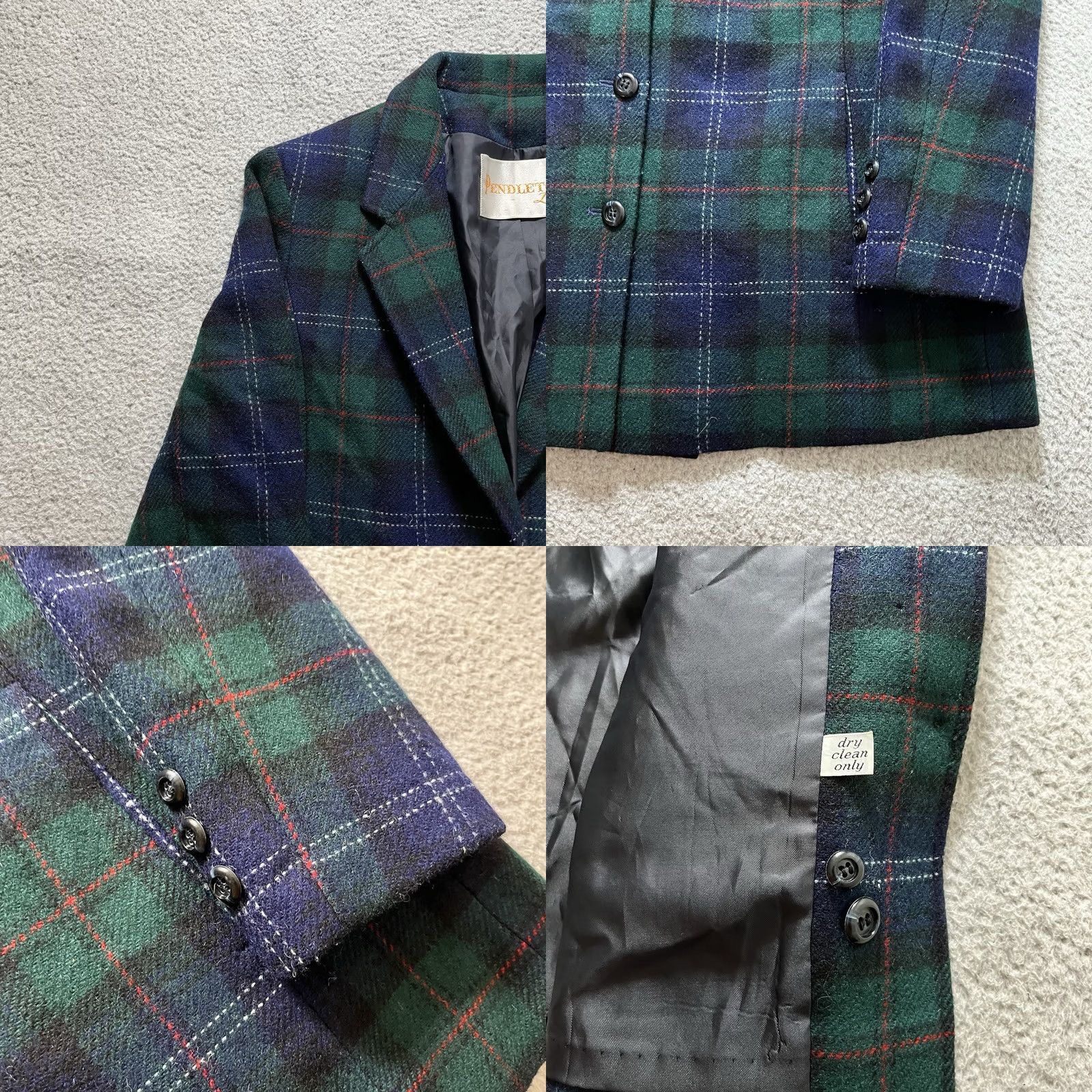 Pendleton Pendleton Blazer Women 14 Green Plaid Wool 70s Vintage Preppy Jacket Three-Button Three-Button Front Size XL / US 12-14 / IT 48-50 - 9 Thumbnail